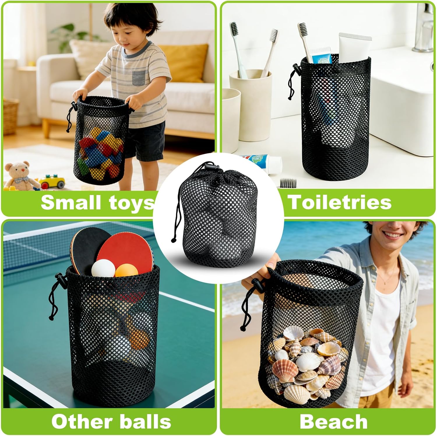 Golf Ball Storage Bag-6 Pack Mesh Bags with Drawstring,Golf Shag Bag Organizer,Sports Equipment Organizer Sack,for Collecting Half Balls Tennis Beach Trave - Image 6