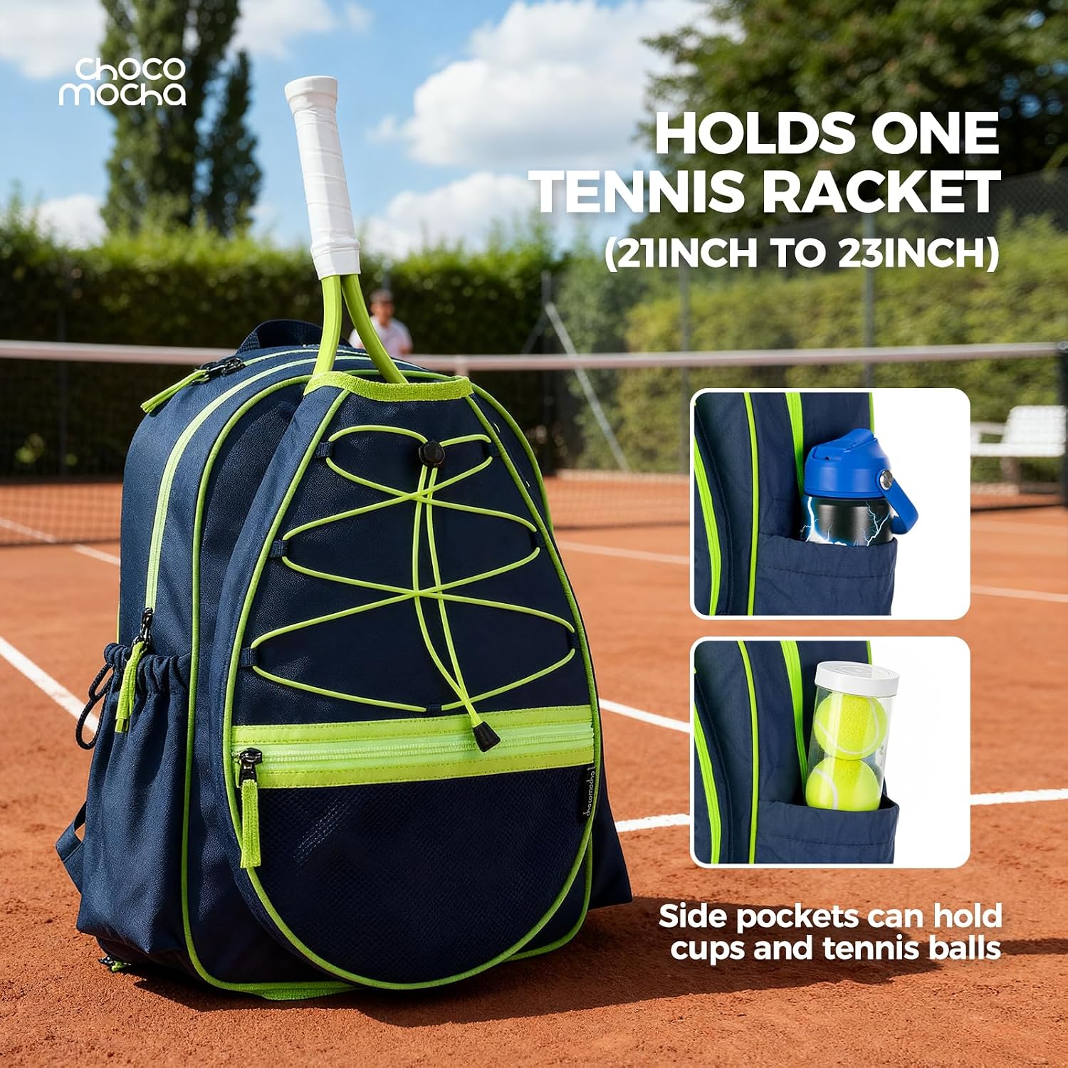 Choco Mocha Kids Tennis Bag, 16 Inch Youth & Junior Tennis Backpack with Shoe Compartment, Holds 2 Rackets (21–23 Inch) - Image 5