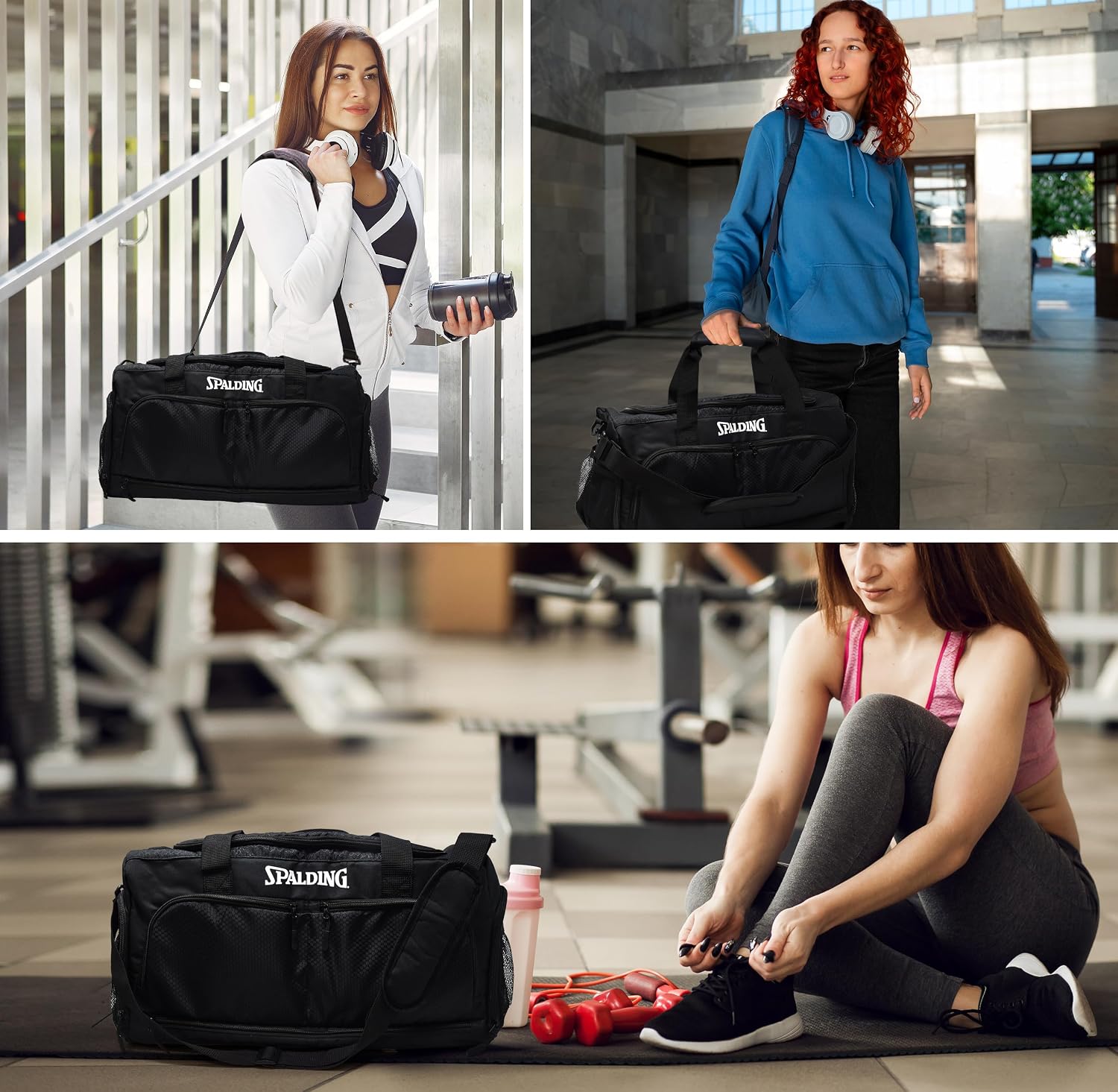 Spalding Gym Bag for Men & Women Duffle Bag with Wet & Shoe Compartment - 55L Capacity Large Workout Bags for Travel, Sports - Image 6