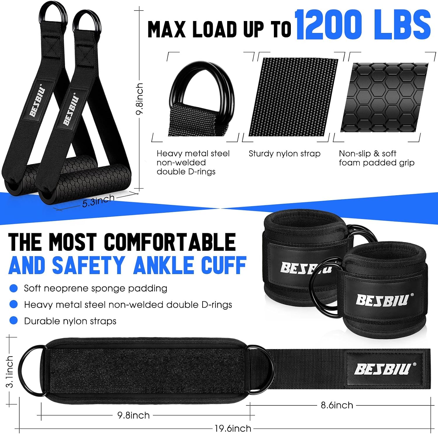 Heavy Resistance Bands for Working Out, 300lbs/360lb/420lb Exercise Bands Workout Bands with Handles, Door Anchor, Ankle Straps, Home Gym Workout Equipment for Men Fitness Strength Training Stretching - Image 3