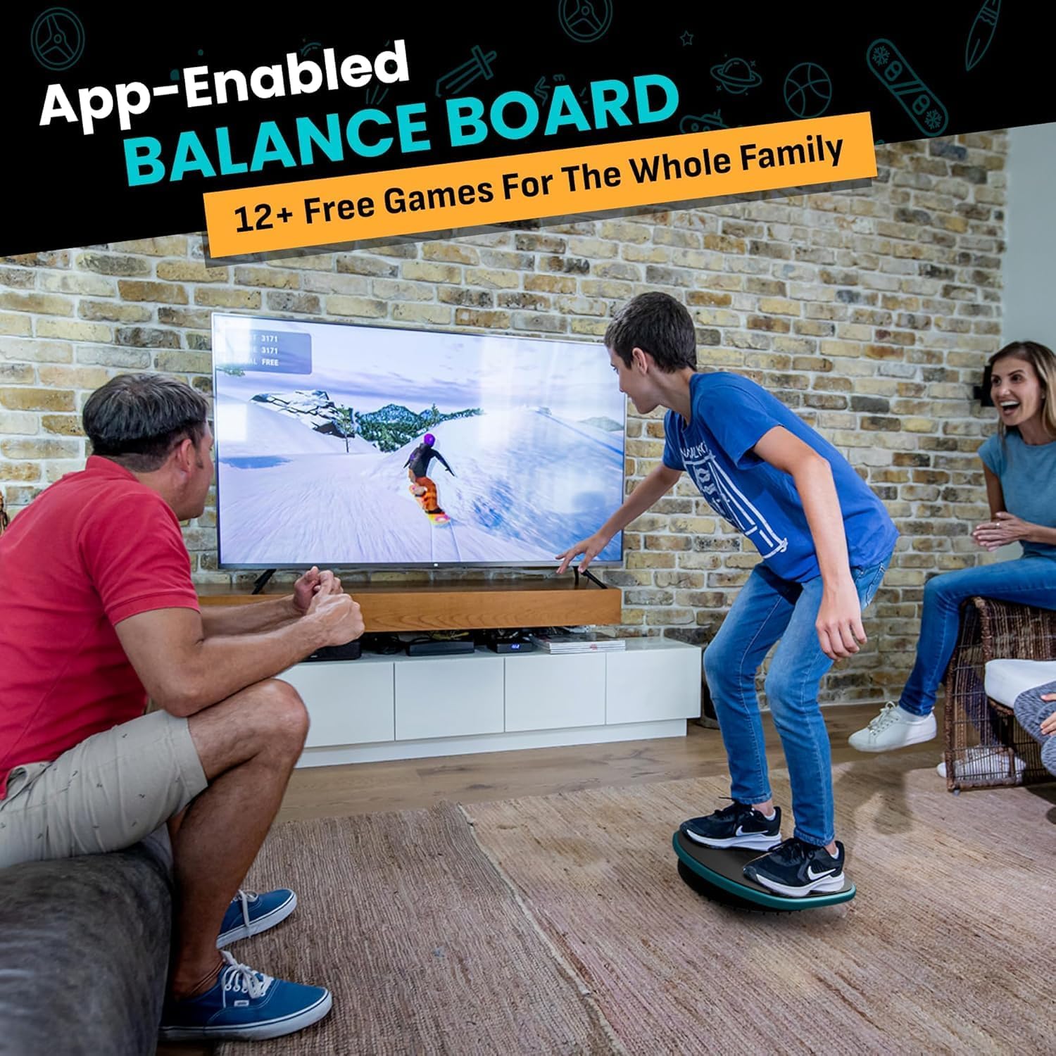 GoBalance Board - App-Enabled Balance Board. Smart Bluetooth Sensor, 12 FREE Interactive Games - Fun, Balance Training and Home Gym Workout! Boost Coordination & Strength for Teens and Adults - Image 2