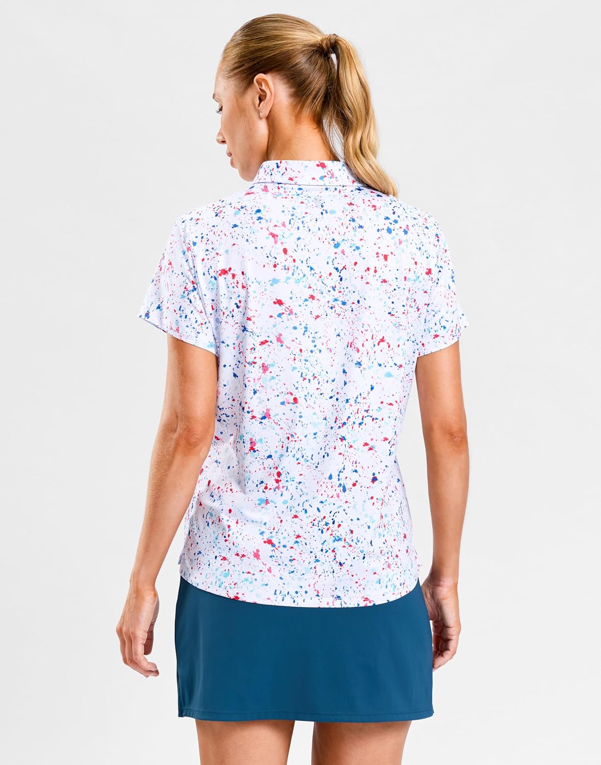 SANTINY Golf Polo Shirts for Women Short Sleeve Quick Dry 3 Buttons Collared Pickleball Shirt Summer Golf Tennis Tops - Image 5