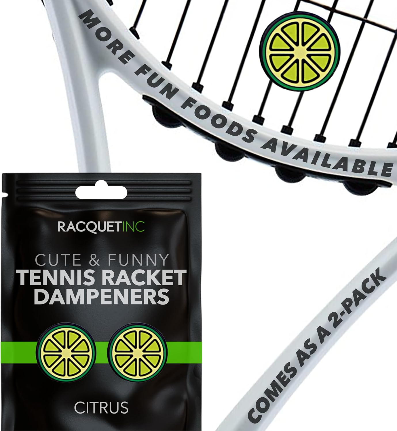 Racquet Inc. - Mythical Dampeners Tennis Racket Vibration Dampeners - Shock Absorbing, Reduces String Vibration for Better Control & Comfort - Universal Fit for All Racquets - 2 Pack