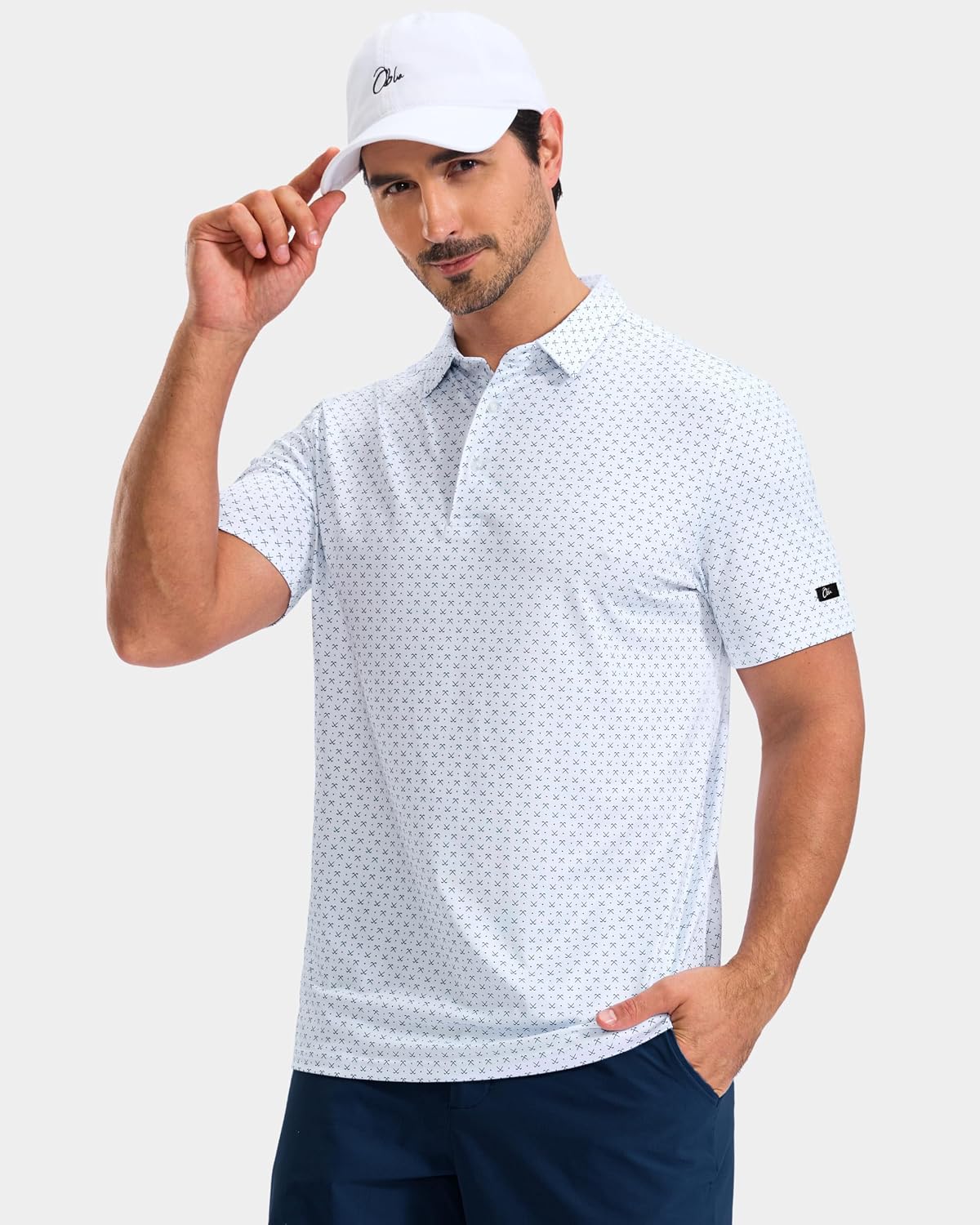 Obla Mens Golf Shirt Short Sleeve Dry Fit Moisture Wicking Performance Athletic Casual Print Collared Polo Shirts for Men - Image 2