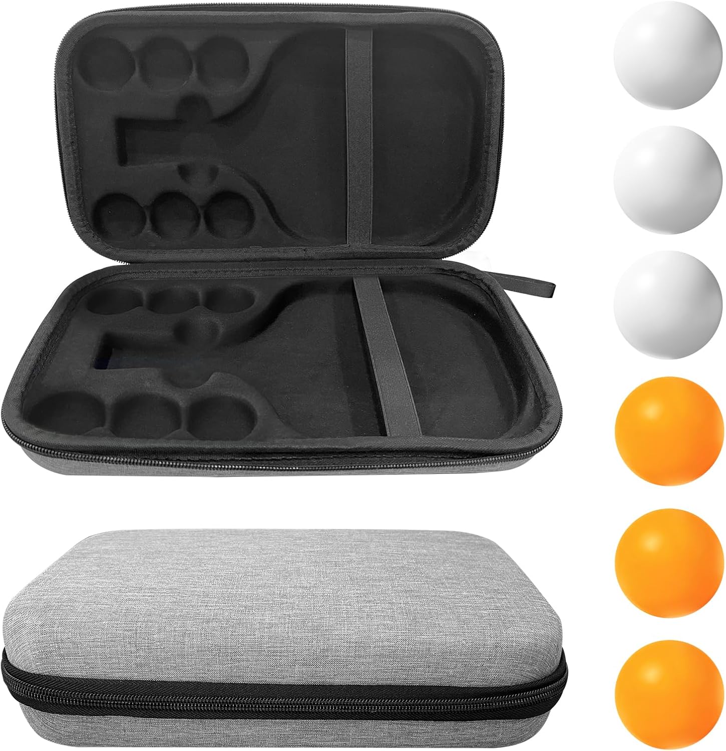 Table Tennis Paddle Case with 6 Table Tennis, Case Fits for 2 Paddles and 6 Balls, Cyber Shape Hard Cover Large Capacity Container Bag, Waterproof and shockproof