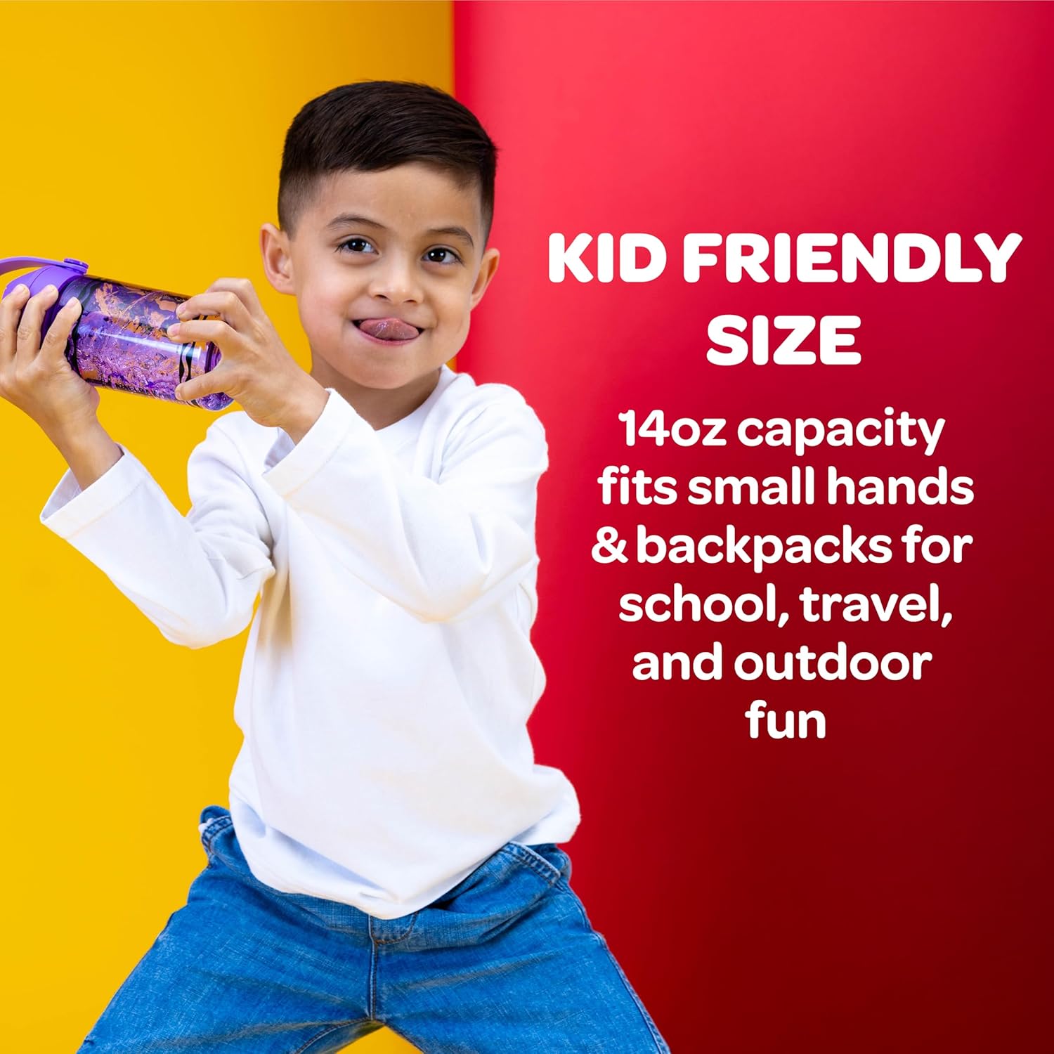CamelBak Crayola Flip Straw Kids Water Bottle with Bite Valve, Tritan Renew Design for School and Everyday Use, 14oz, Violet - Image 8
