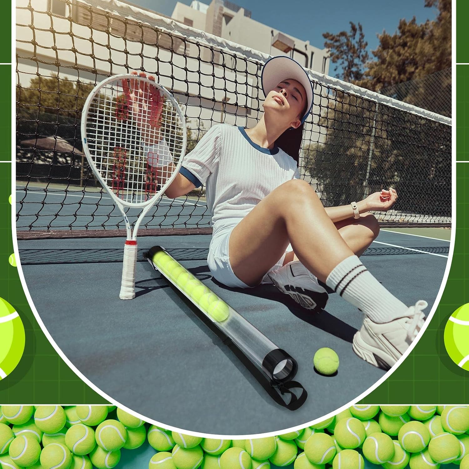 Lenwen 2 Pack Tennis Ball Tube Pickup, Fits 15 Tennis Ball with Shoulder Strap, Lightweight Collector Holder Picker Grabber Retriever Tube Carrier for Players, Coaches & Instructors - Image 6