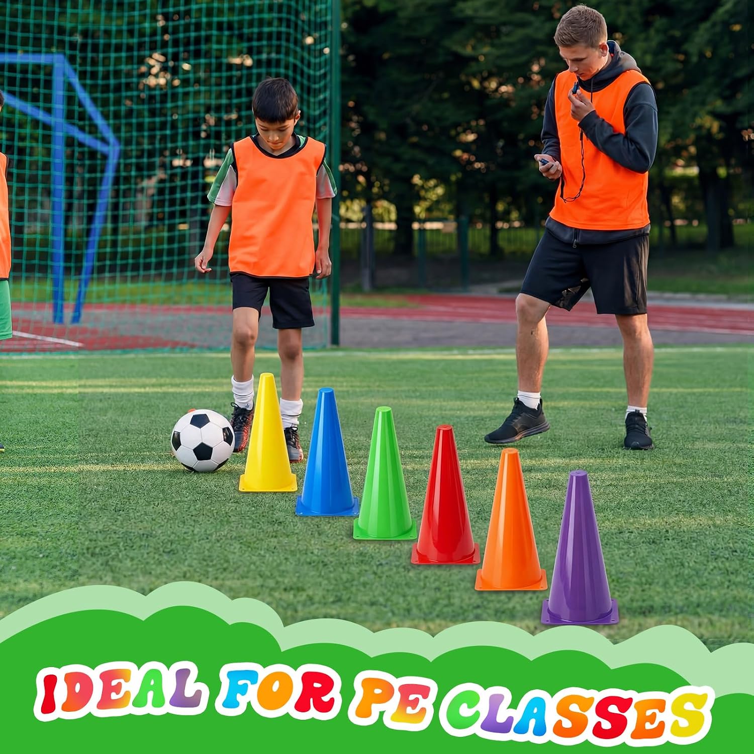 Seenelling 6 Pcs PE Cones Flexible Vinyl Poly 6-Colored PE Class Equipment for Sports Training - Image 4