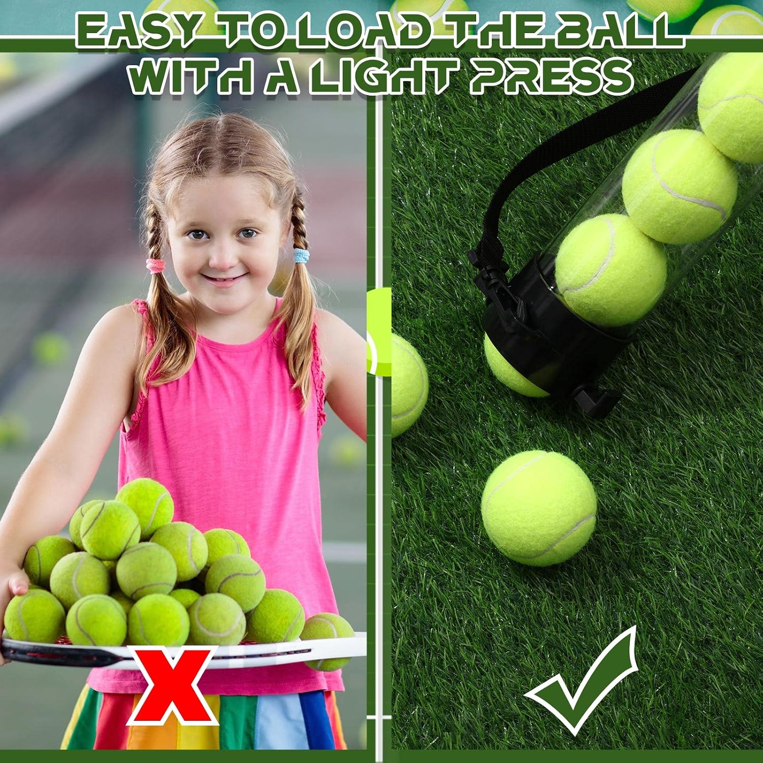 Lenwen 2 Pack Tennis Ball Tube Pickup, Fits 15 Tennis Ball with Shoulder Strap, Lightweight Collector Holder Picker Grabber Retriever Tube Carrier for Players, Coaches & Instructors - Image 5