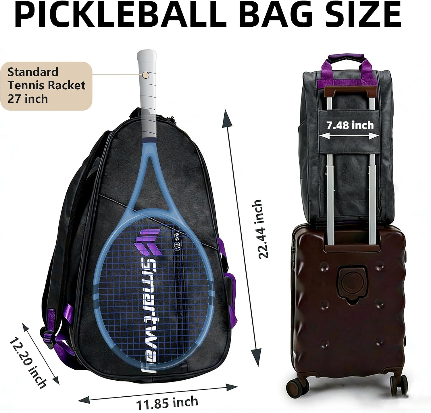 Smartway Tennis Bag for Men Women, 6 Rackets Large Racquet Bag with Shoe Compartment & Insulated Pocket, Waterproof Gym Backpack & Sports Duffel for Pickleball, Training and Daily Use - Image 3