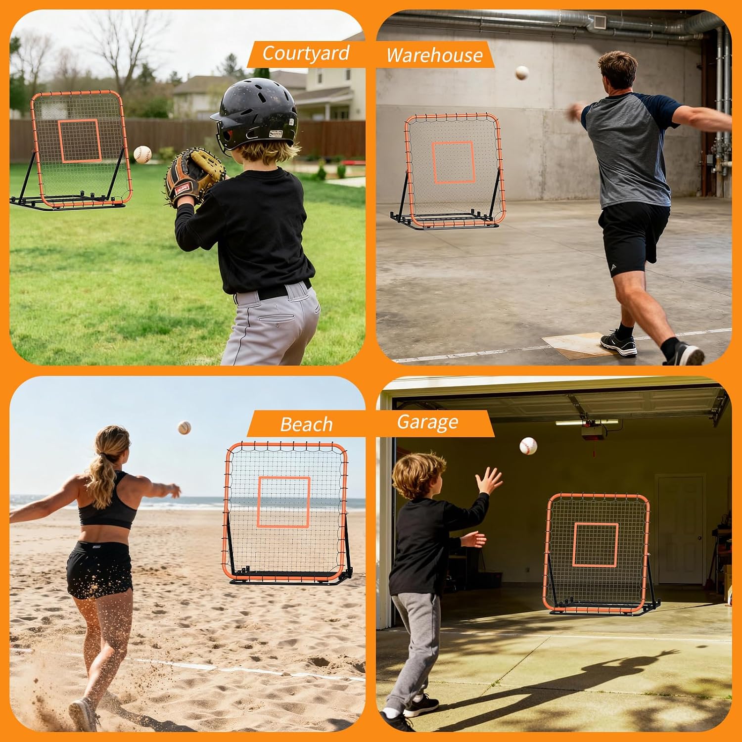 Baseball Rebounder Net, 4 x 4.5 ft Portable Bounce Back Trainer for Baseball & Softball with 4 Adjustable Return Angles, Practice Equipment for All Skill Levels - Image 7