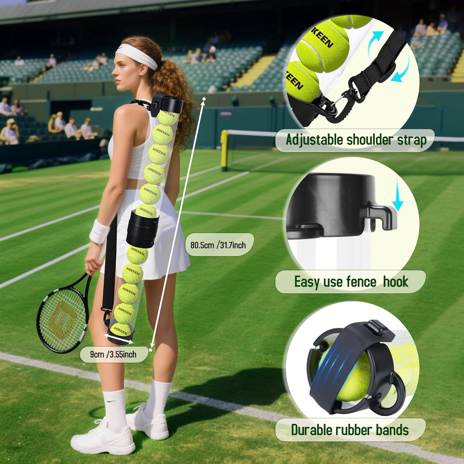Hikeen Durable Tennis Ball Pick up Tube with 6/12 Tennis Balls,Quick Pickup & Storage Tennis Ball Tube with Shoulder Strap for Tennis Accessories - Includes 6/12 Balls - Image 4