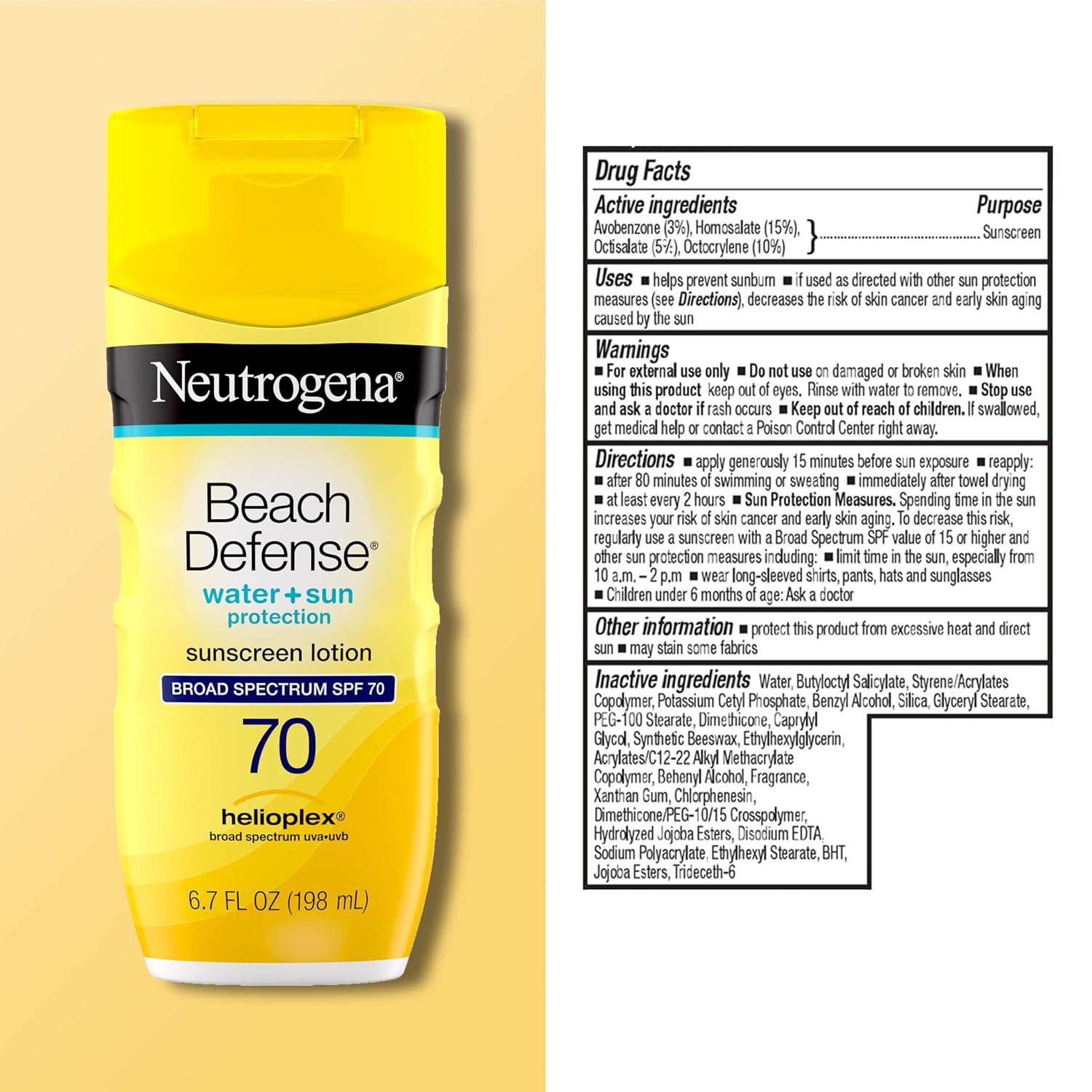 Neutrogena Beach Defense Sunscreen Lotion SPF 70 Broad Spectrum UVA UVB Protection Lightweight Water Resistant up to 80 Minutes Beach-Strength Sun Protection for Whole Family, 6.7 fl oz - Image 8