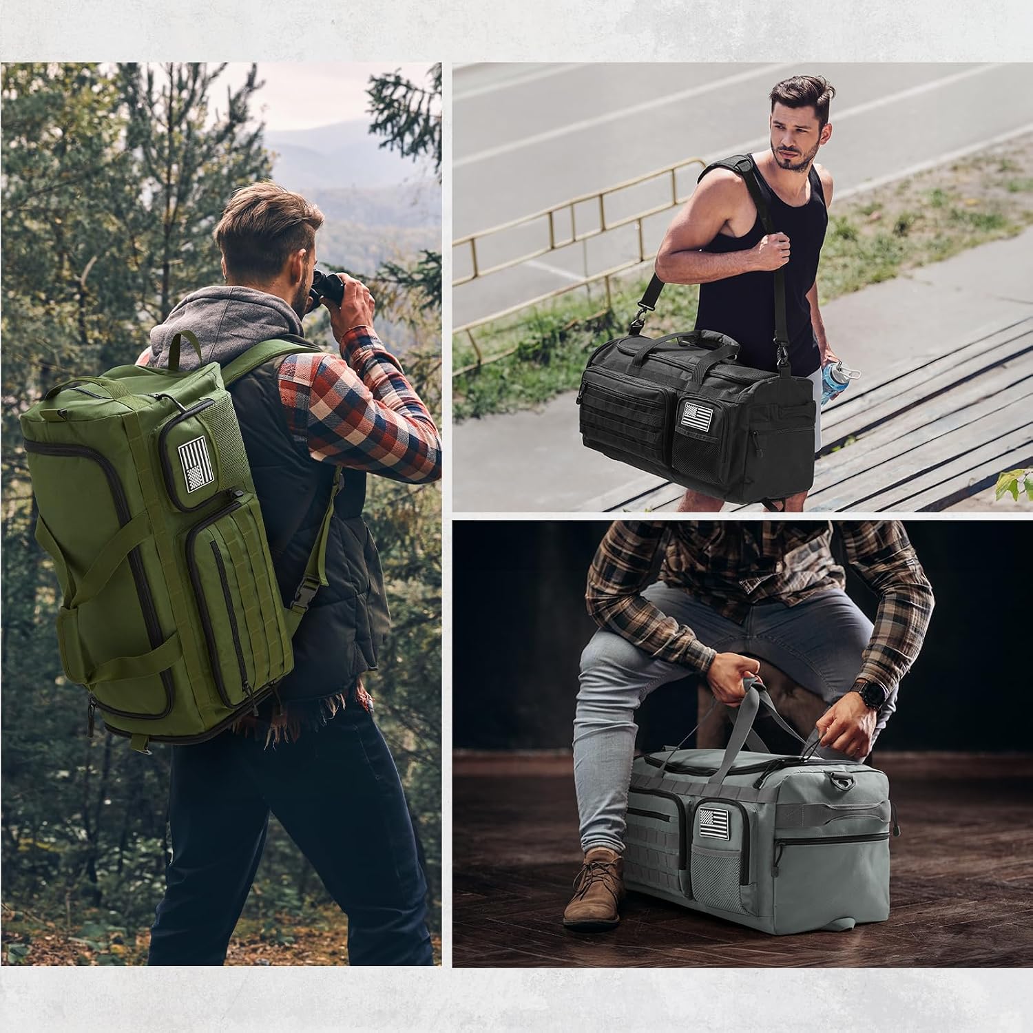 G4Free 3-in-1 Travel Duffle Bag for Men and Women, 50L Large Gym Sports Bags Tactical Military Duffle Backpack with Shoes Compartment and Wet Pocket (Black) - Image 6