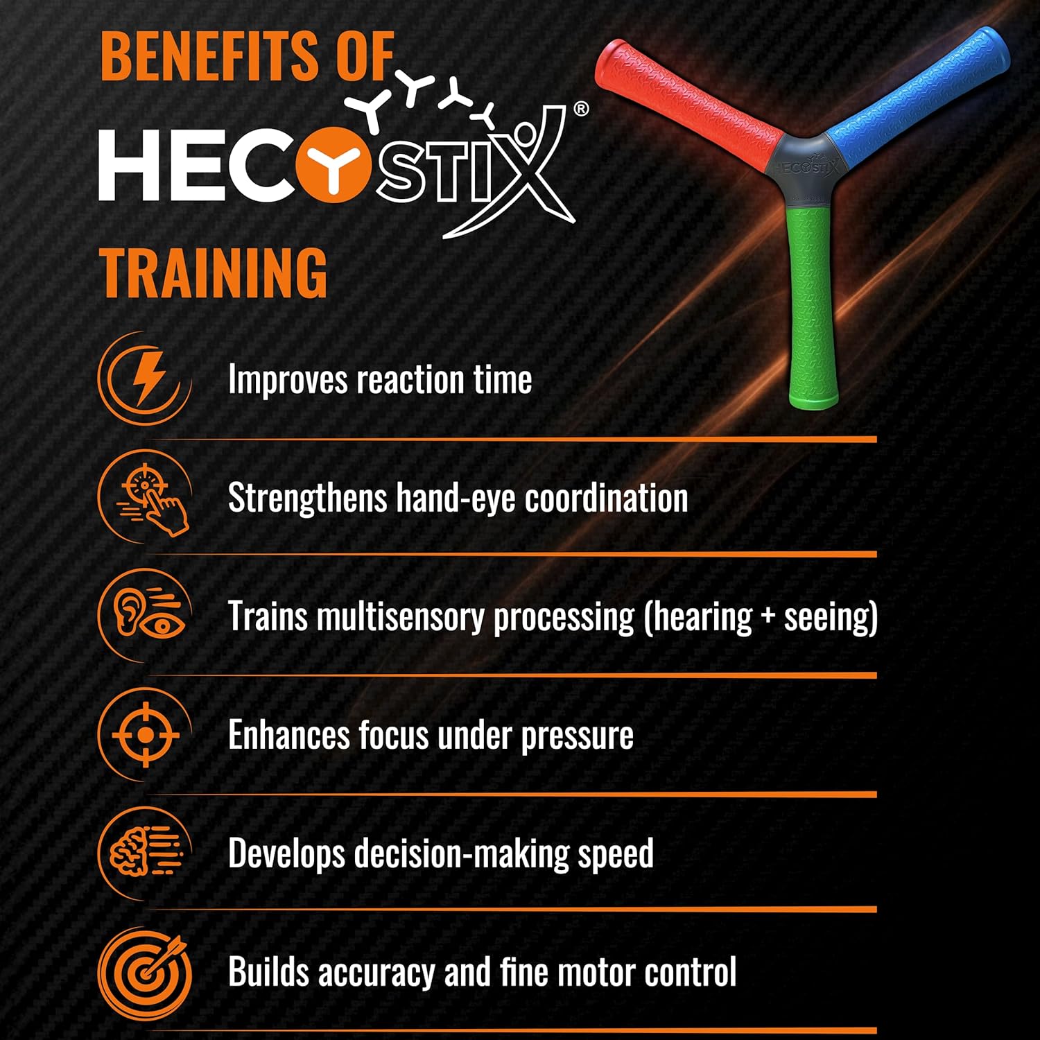 HECOstix Hand-Eye Coordination Trainer (Red/Green/Blue) – Reaction Time & Reflex Tool with Removable Legs | Improves Agility, Focus, & Multisensory Skills | Sports, Fitness, & Fun | All Ages - Image 8
