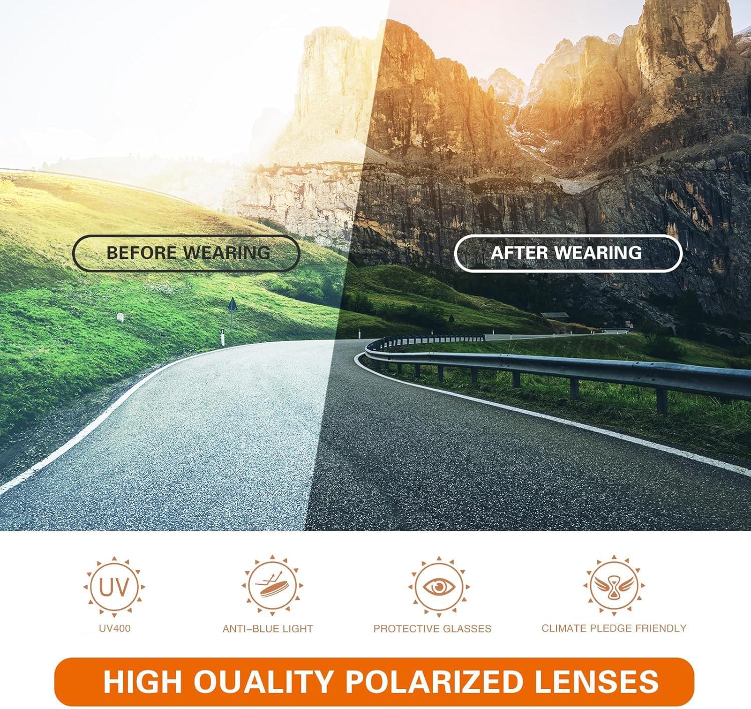 suoso Sports Polarized Sunglasses for Men: Womens UV400 Protection Sun Glasses Wrap Around Goggles for Fishing Driving TR90 - Image 4