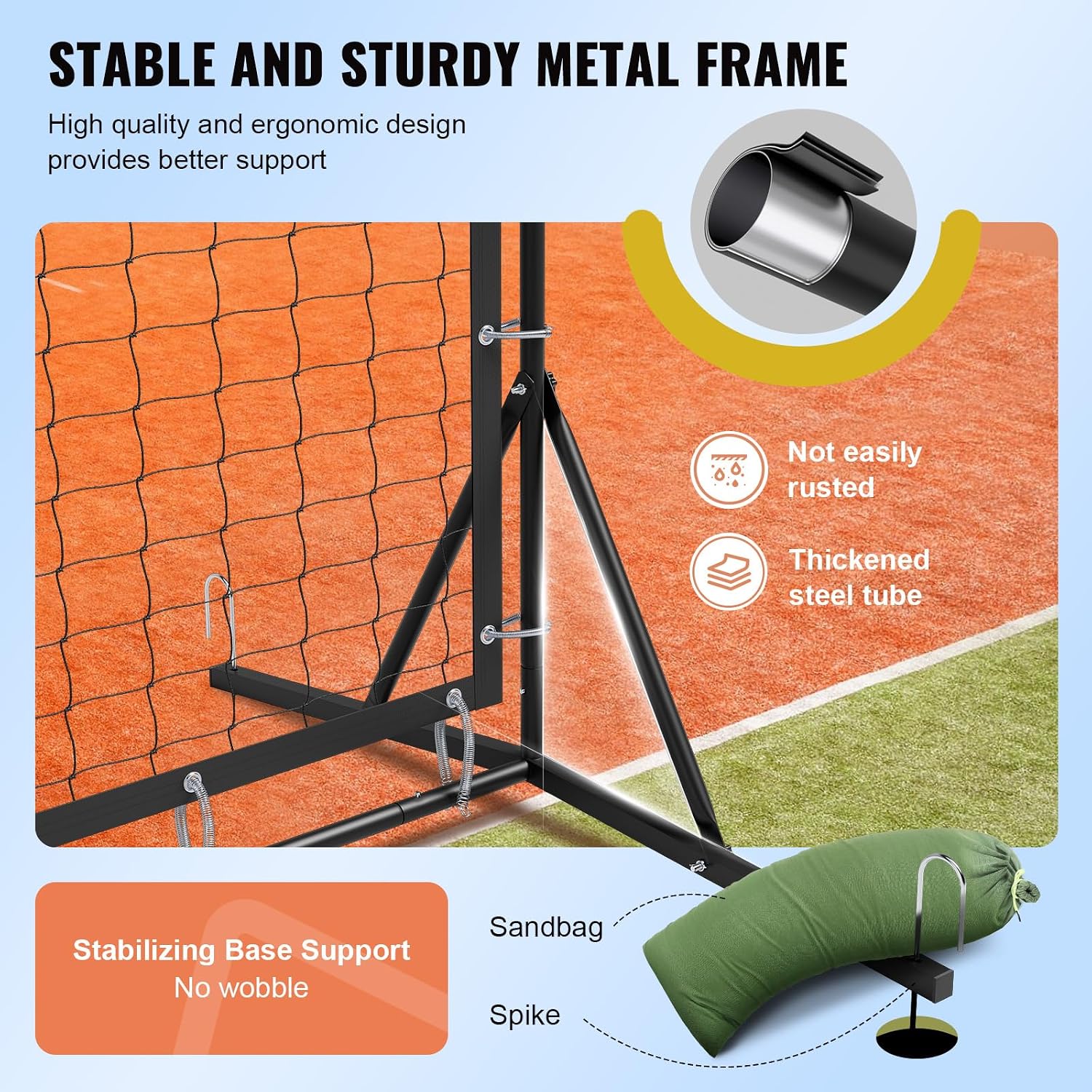 9.4ft x 7.4ft Tennis Rebounder Net, Tennis Rebounder Trainer, Multi-Sport Training Bounce Back Net for Tennis, Baseball, Lacrosse, Hockey, Softball, Pickleball, Ball, for Backyard and Indoor & Outdoor - Image 3