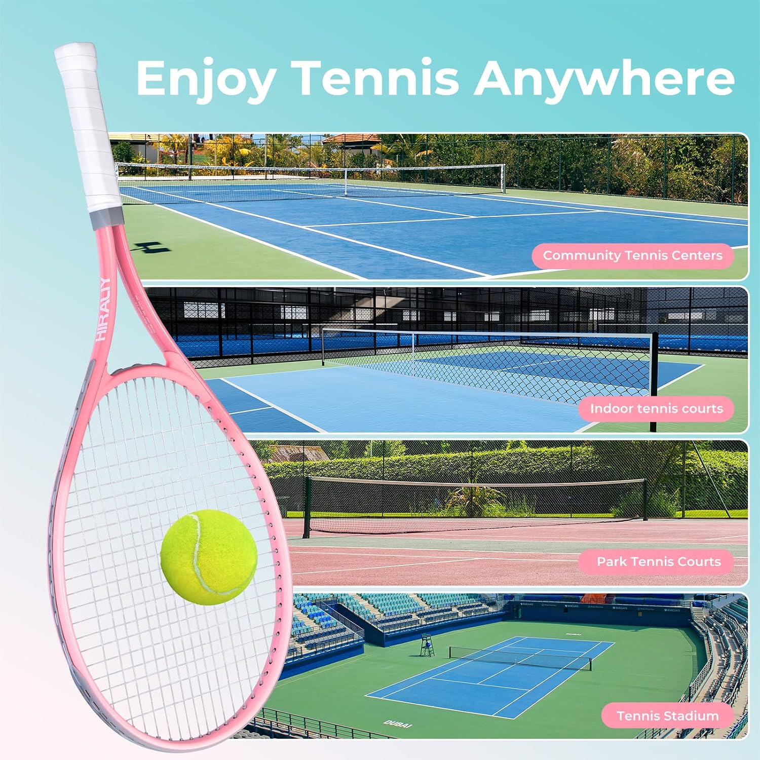 HIRALIY Tennis Rackets 2 Pack for Adults Beginners - 27 Inch Lightweight Aluminum Tennis Racquet Set with 3 Balls & Carry Bag - Vibration Dampening & Large Sweet Spot for Men Women Couples - Image 7