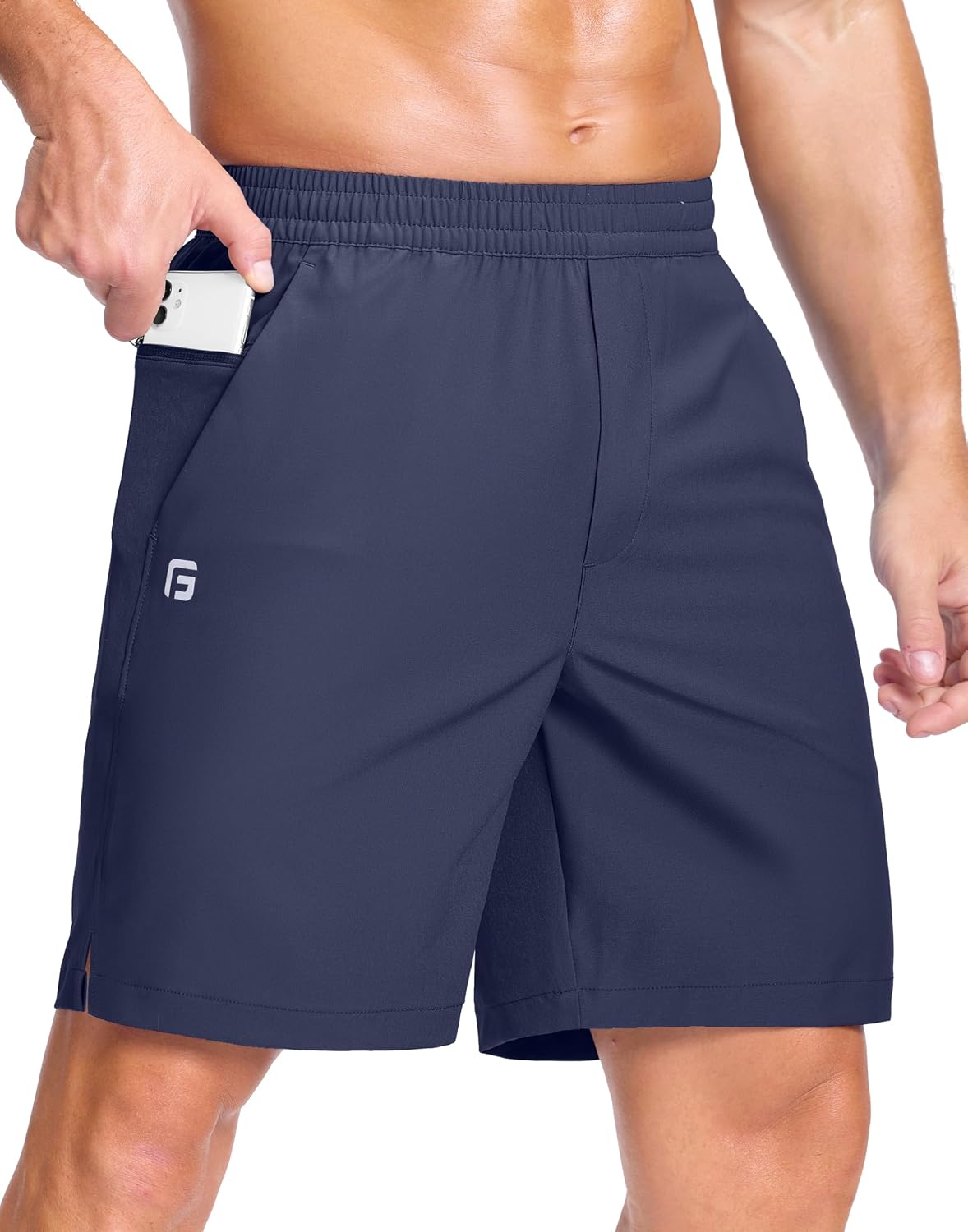 GGJ Men's Lightweight Athletic Shorts with 2 Zipper Pockets 7"/9"/5" Gym Workout Running Quick Dry Tennis Shorts for Men
