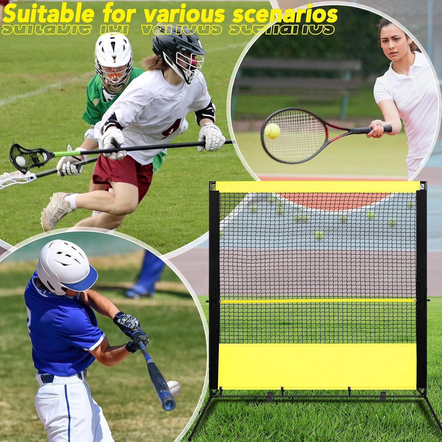 Foilswirl Tennis Rebounder Net 6 x 6.7ft Baseball Practice Rebounder Wall Ideal for Tennis, Baseballs, Softballs, Lacrosse, Hockey - Image 6