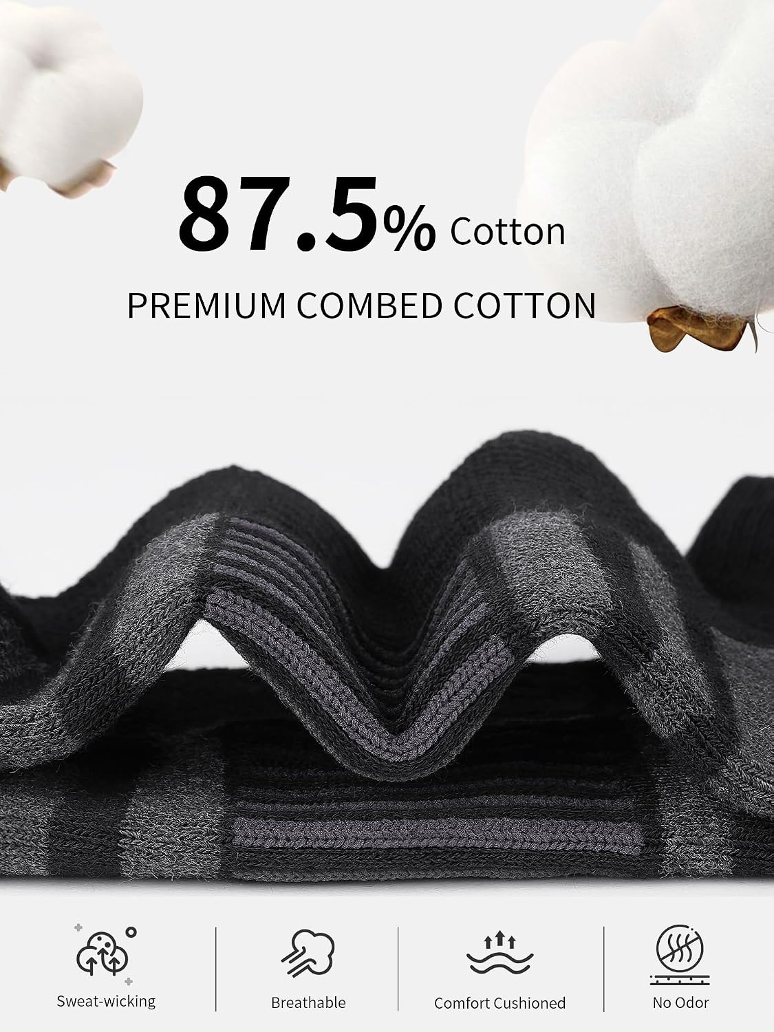 Airacker Athletic Running Ankle Cotton Socks, Low Cut Cushioned functional Anti-Blister Tab Sports Socks for Men Women 6pairs - Image 5
