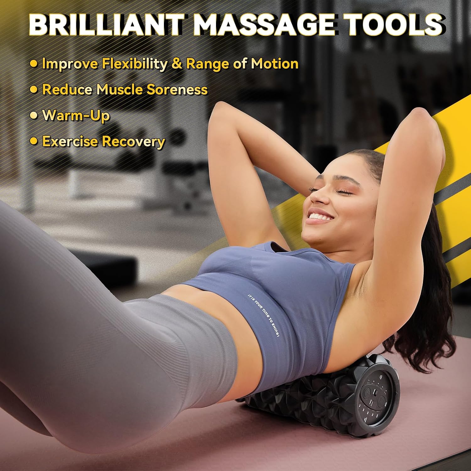 Vibrating Foam Roller, High Density Massage Roller for Back Pain Relief & Muscle Recovery and Physical Therapy, 5-Speed Rechargeable Exercise Roller, 2 Modes - Image 2