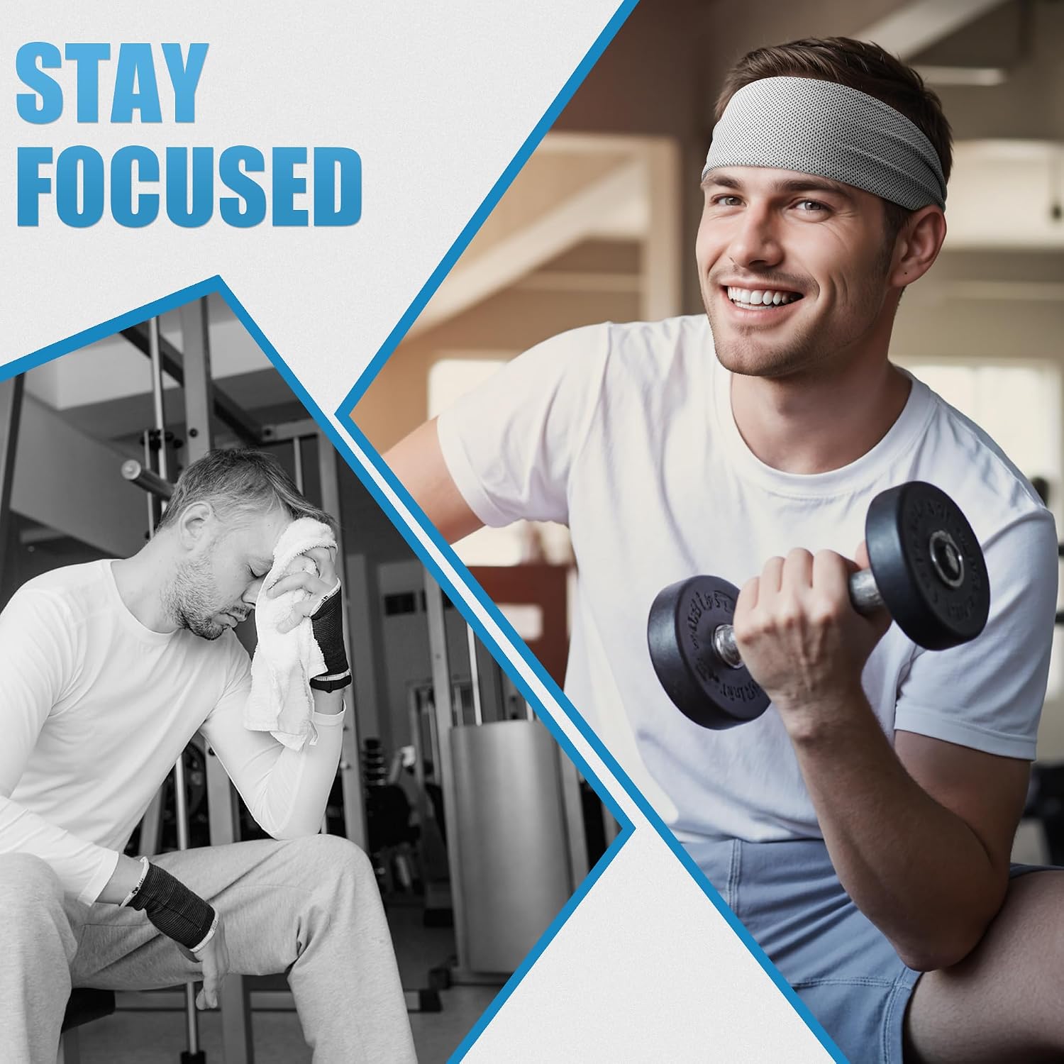 Sukeen Cooling Sports Headbands for Men: Instant Cooling Moisture Wicking Sweatbands Non-Slip Elastic Mens Headband Gym - Image 9