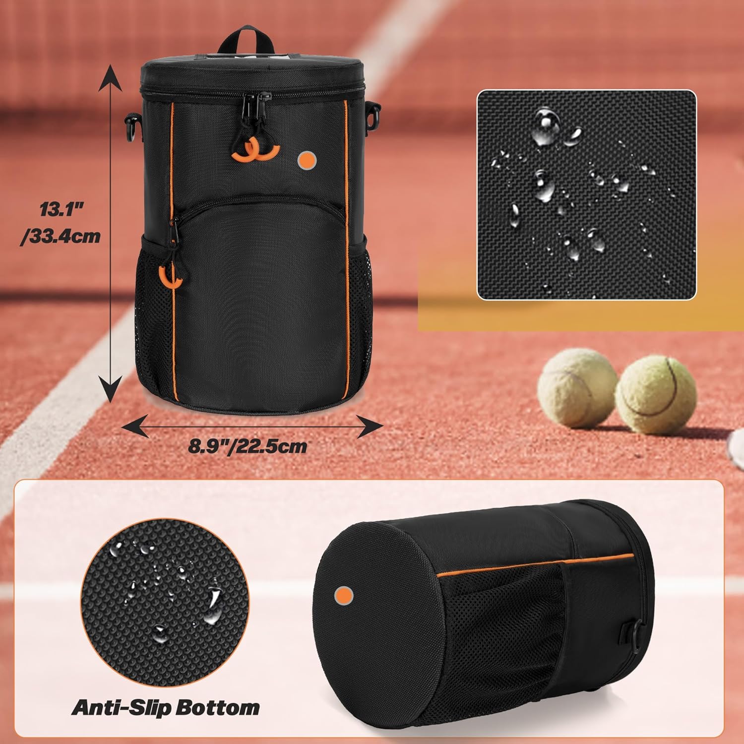 DSLEAF Tennis Ball Bag with Sturdy Bottom, Baseball & Lacrosse Ball Bag with Multiple Pockets and Portable Shoulder Strap for Tennis, Baseball, Lacrosse,Pickle Ball and Table Tennis Training - Image 6