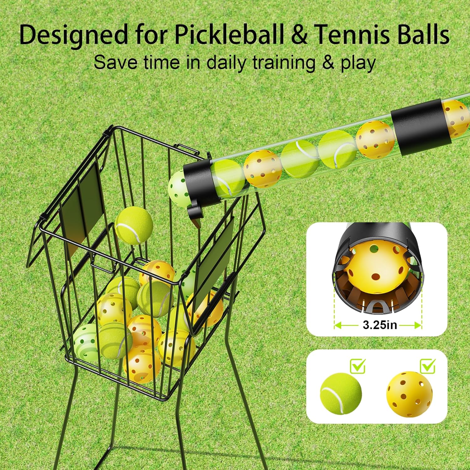 17 Balls Pickleball Ball Retriever & Ball Holder Storage with Strap, Back Saver for Pickleball Accessories, Quick for Pickleball Tube Ball Pickup - Image 4