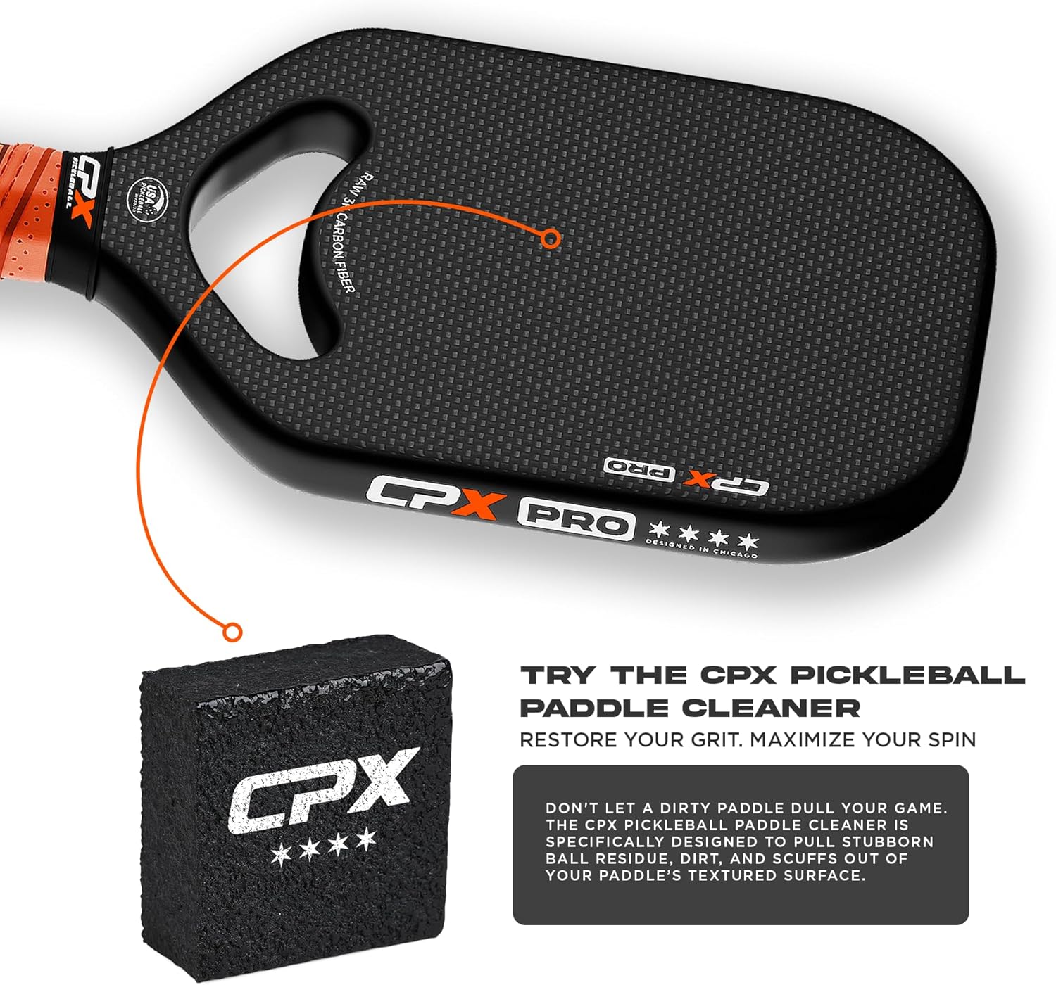 CPX Pro Carbon Fiber Pickleball Paddle - Professional Grade, Matte Finish, Honeycomb Core, Tennis Style Grip - Edgeless Paddle Designed in Chicago, USA - Image 10