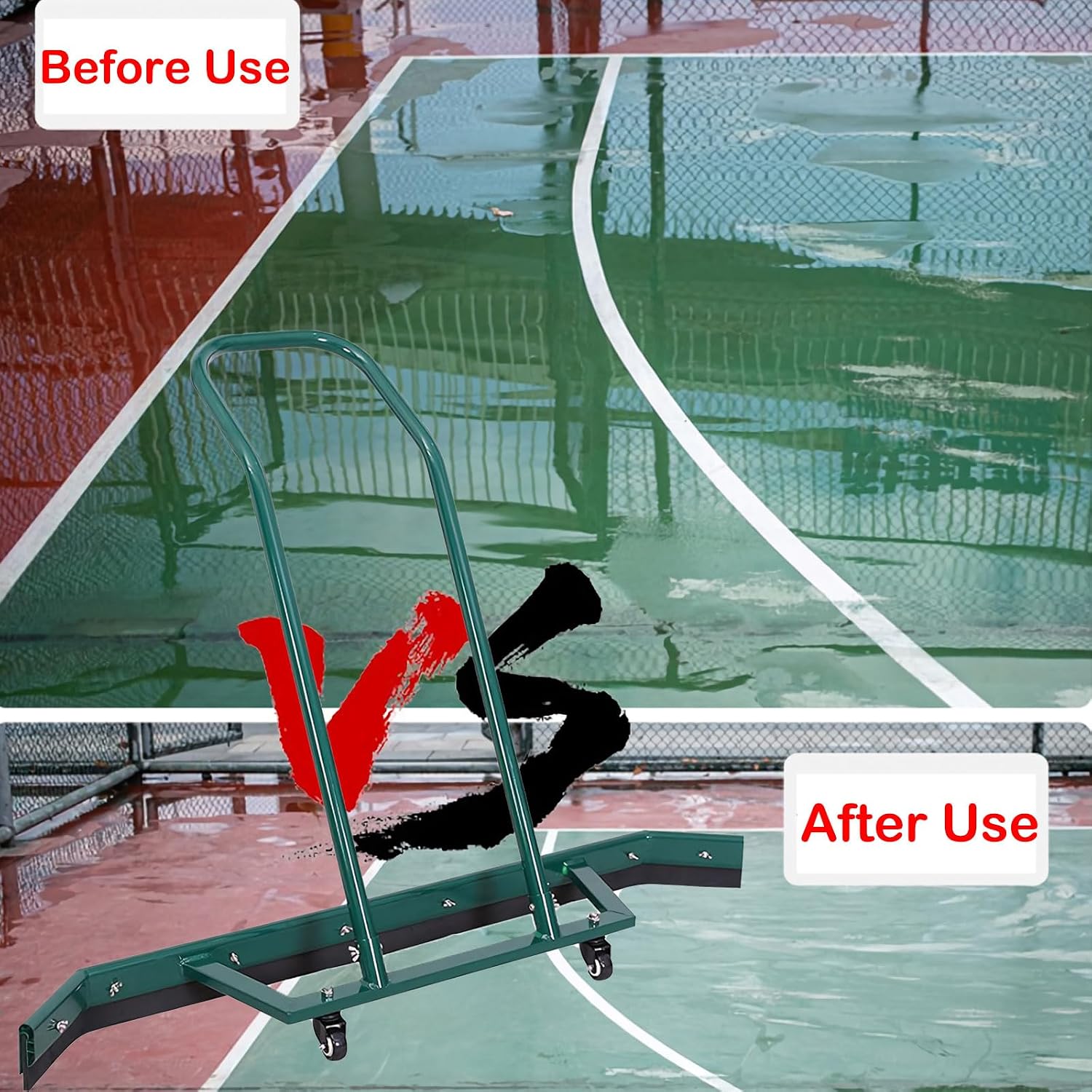 4.3FT Sport Tennis Court Squeegee Floor Squeegee Heavy Duty Commercial Squeegee for Floors with 2PCs EVA Foam Blade - Image 8