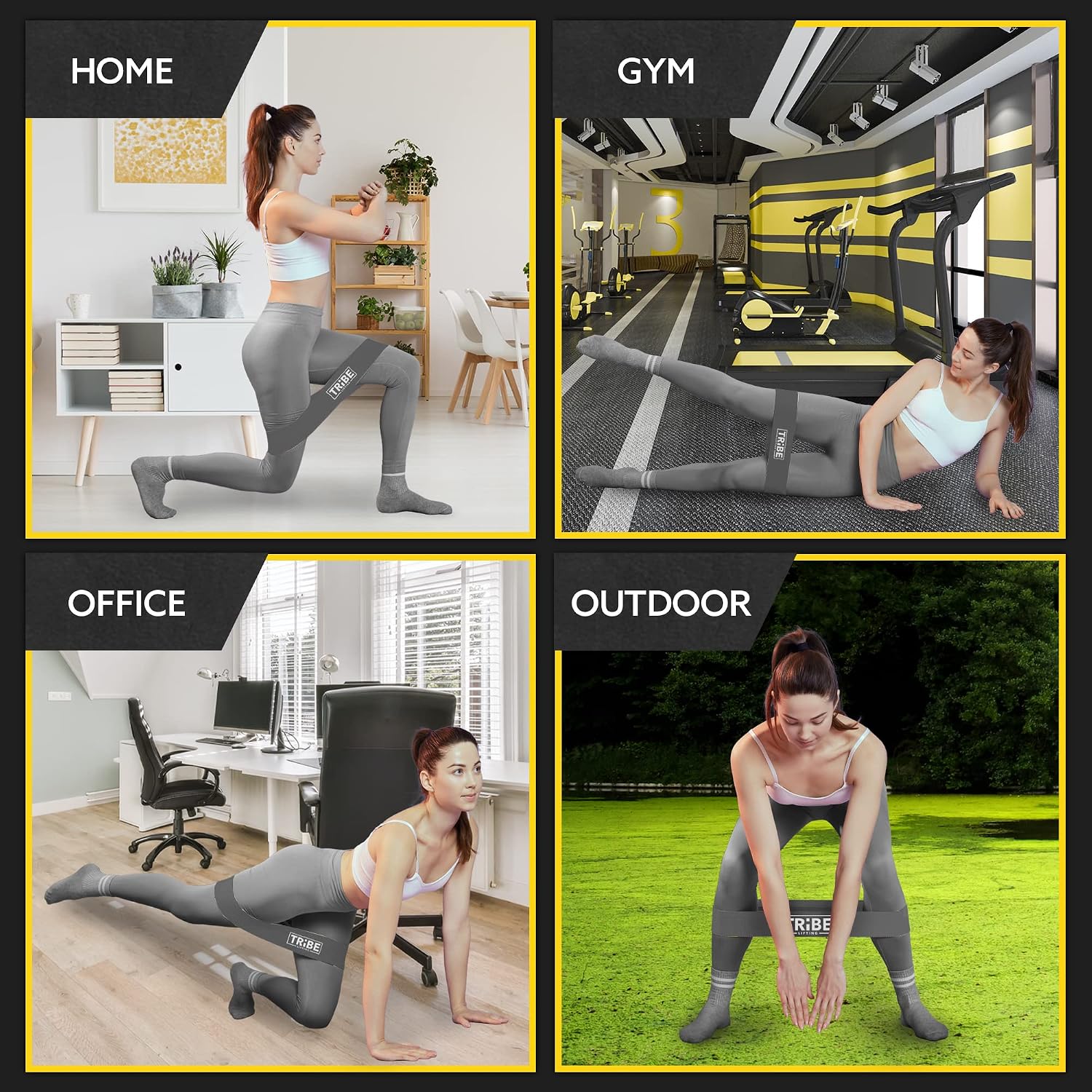 Tribe Lifting Fabric Resistance Bands for Working Out - 5 Exercise Bands Set for Legs and Glutes - Booty Bands for Women and Men - Thick Cloth Workout Bands for Physical Therapy, Hip Training - Image 5