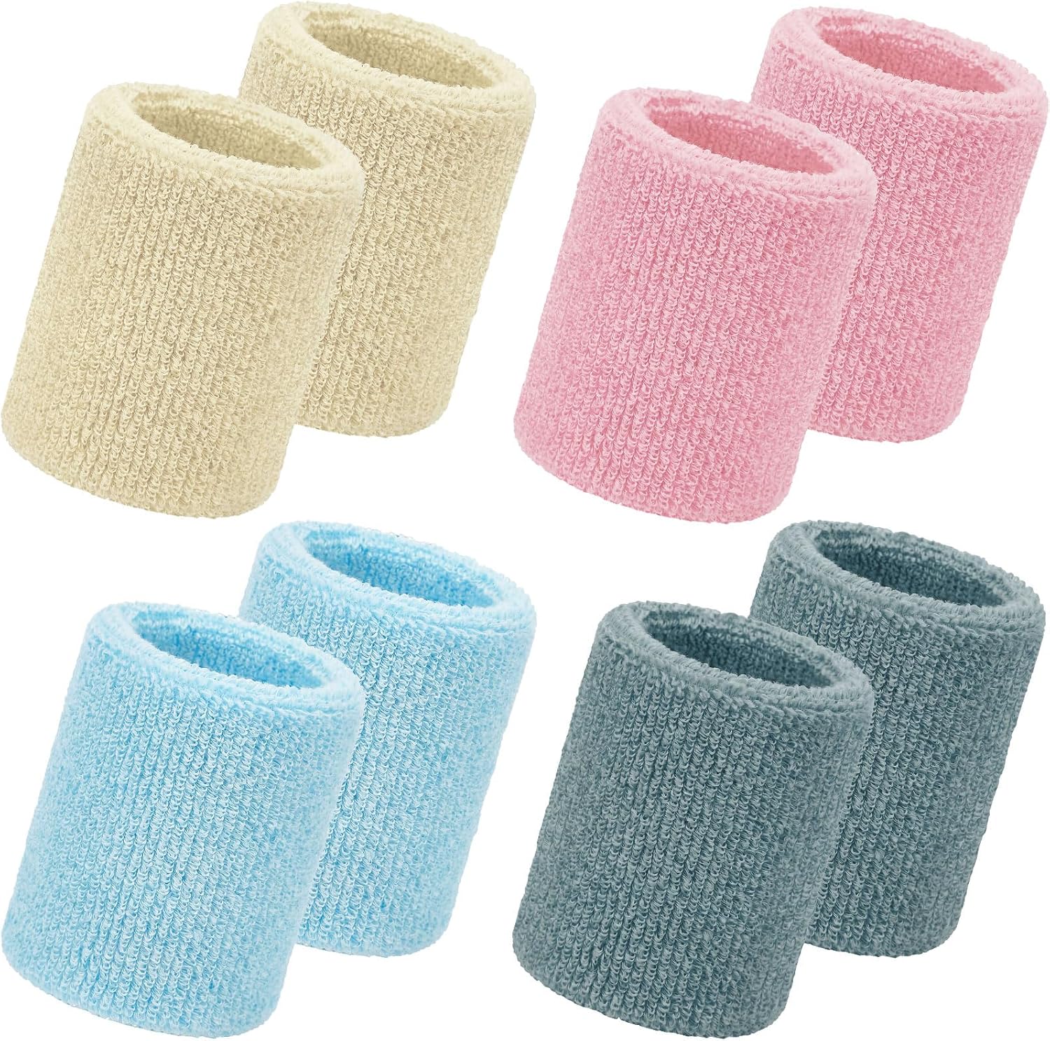 WILLBOND 8 Pack Wrist Sweatbands Sports Wristbands Tennis Sweatbands Neon 80s Thick Cotton Gymnastics Sweat Band Athletic Football Soccer Sports Wristband for Men Women Party