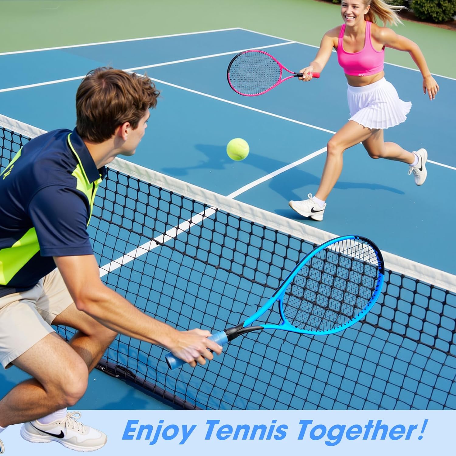 AboveGenius Neon Tennis Rackets 2 Pack for Adults- 27" Lightweight Aluminum Tennis Racquet Set with 3 Balls & Bag- Vibrant High-Visibility Matte Finish for Men Women Beginners - Image 9