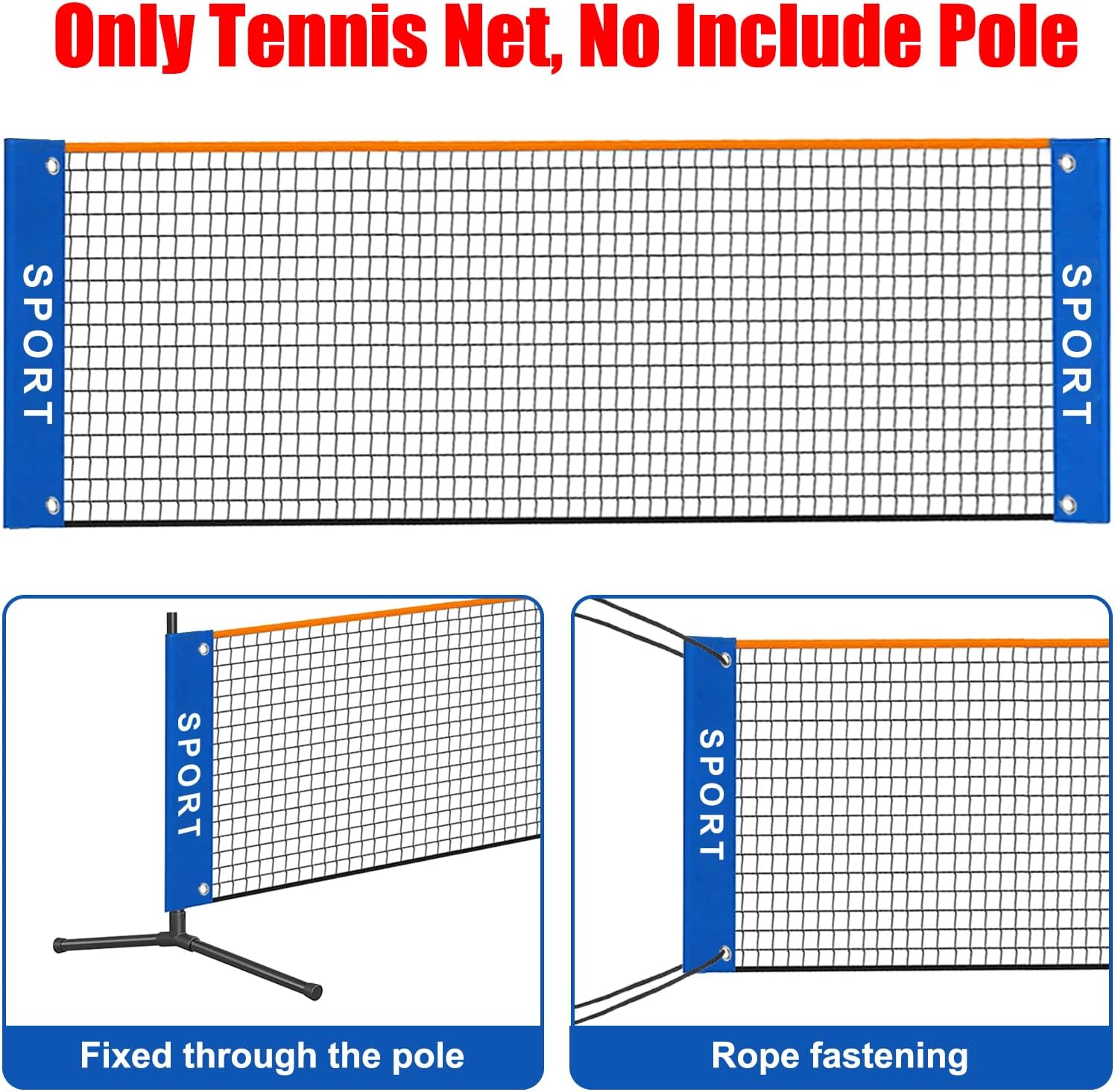 Eastgoing 10 ft Mini Portable Soccer Tennis Net | Pickleball Net for Driveway Backyard. Easy Assemble Beach Tennis Net -(Only Net) - Image 3