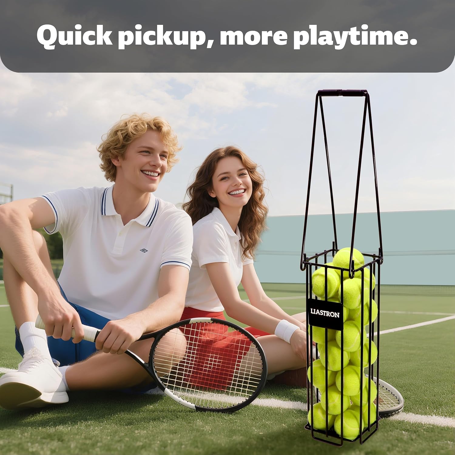 Tennis Ball Hopper Basket Pickleball Picker Upper Pickleball Ball Basket Pickup Hopper Retriever Collector for Balls for Easy Picking Metal Durable Portable Large Capacity Coaches Training - Image 3