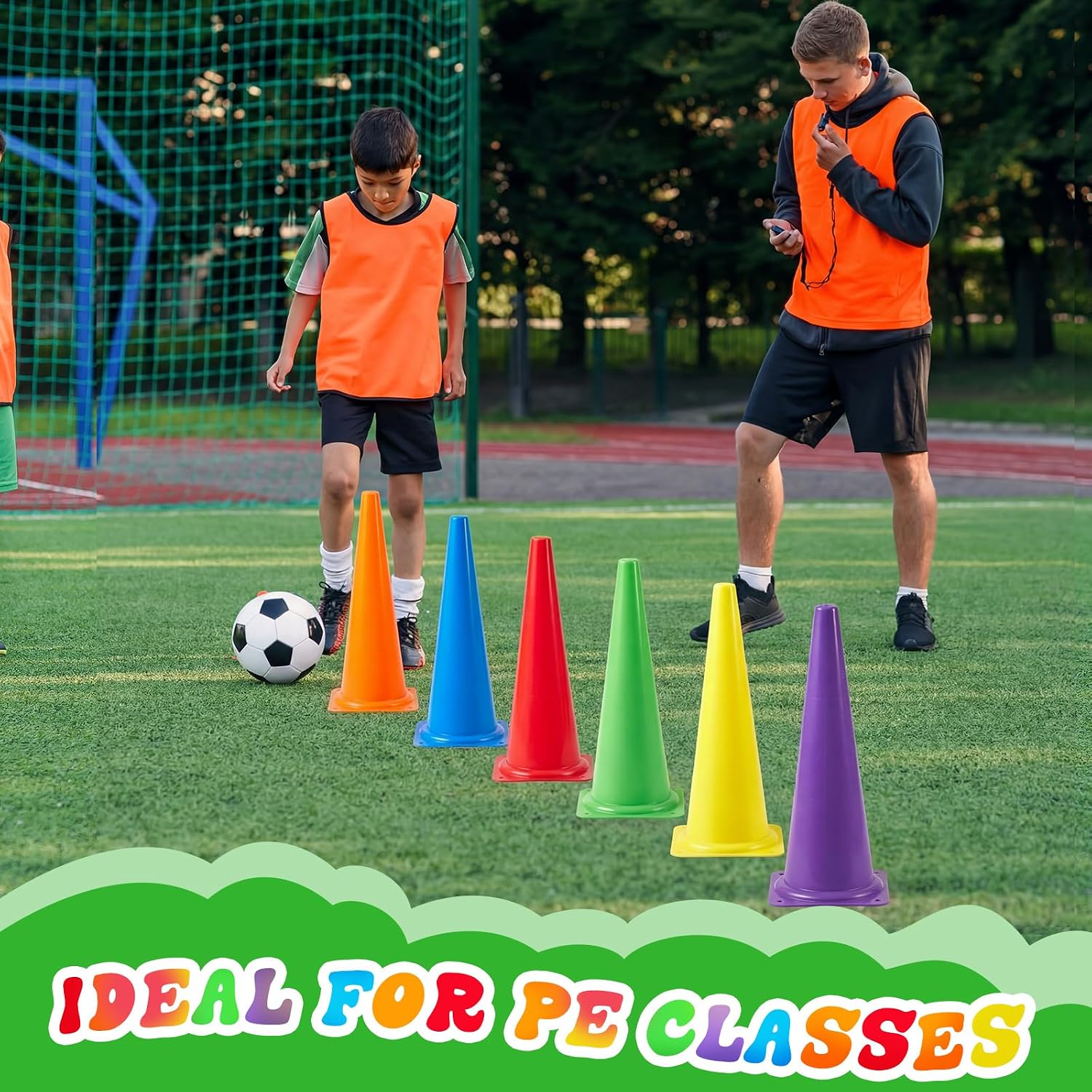 Seenelling 6 Pcs PE Cones Flexible Vinyl Poly 6-Colored PE Class Equipment for Sports Training - Image 4