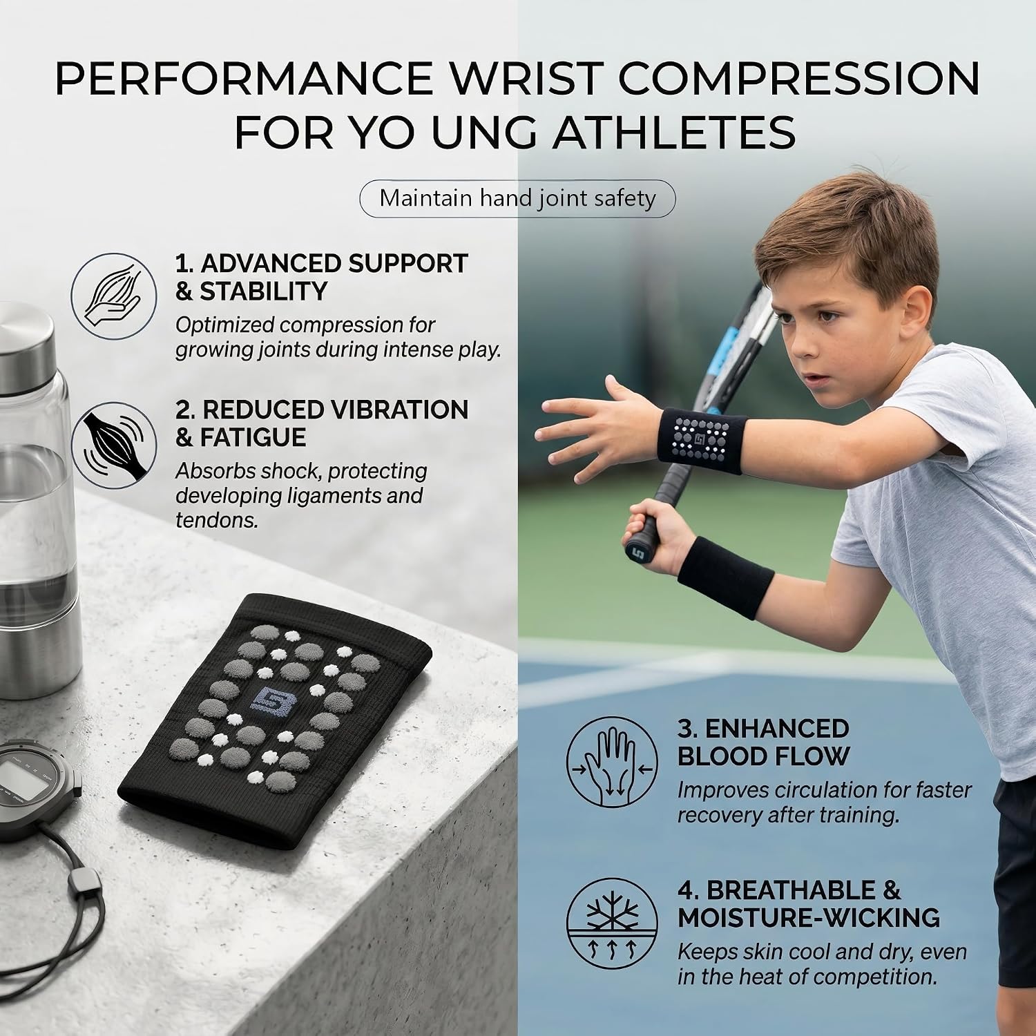 NMK Kids Sports Wrist Braces for Basketball & Tennis Compression Sleeves Youth Athletic Wrist Guards(1 pair) - Image 8