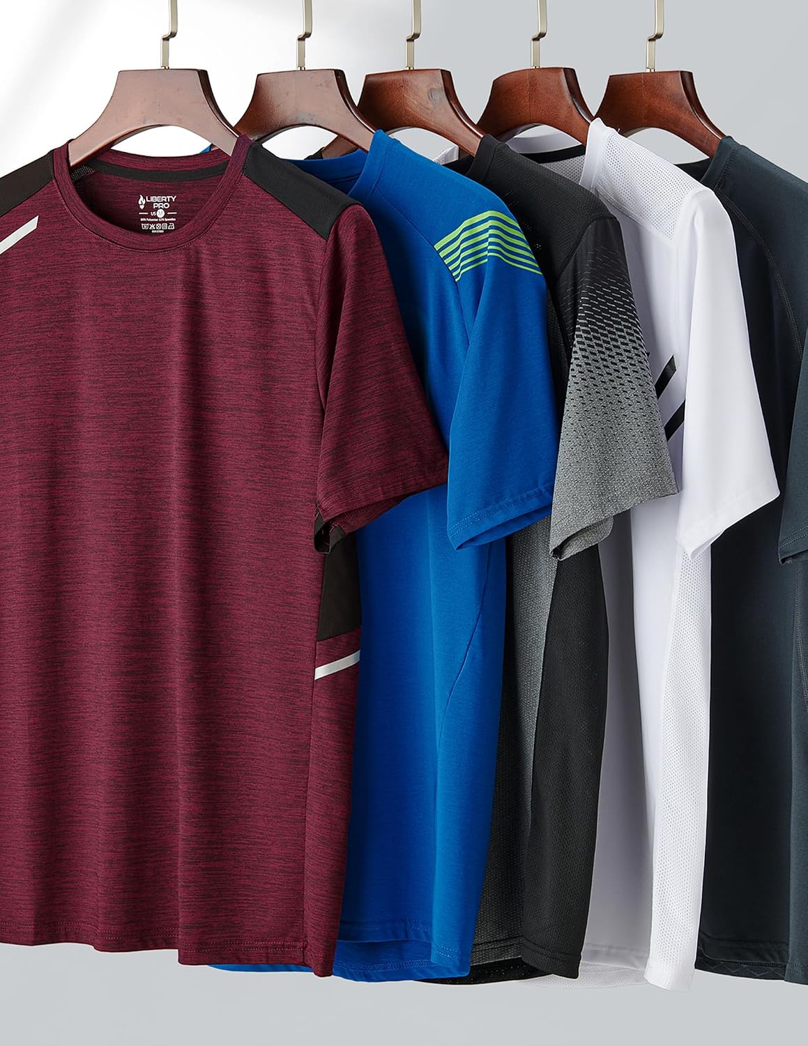 5 Pack Men’s Active Quick Dry Crew Neck T Shirts | Athletic Running Gym Workout Short Sleeve Tee Tops Bulk - Image 7