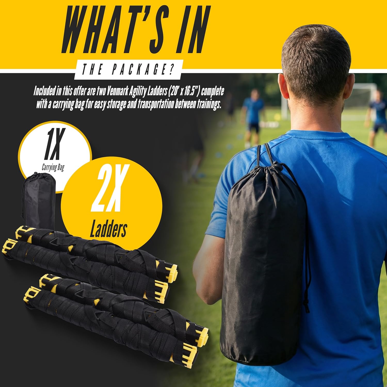 Agility Ladder, 2 Pack - Exercise and Training Ladder Set with Ground Stakes for Football, Soccer, Tennis, and More - Improves Speed & Fitness - Complete with Carrying Bag - Image 7