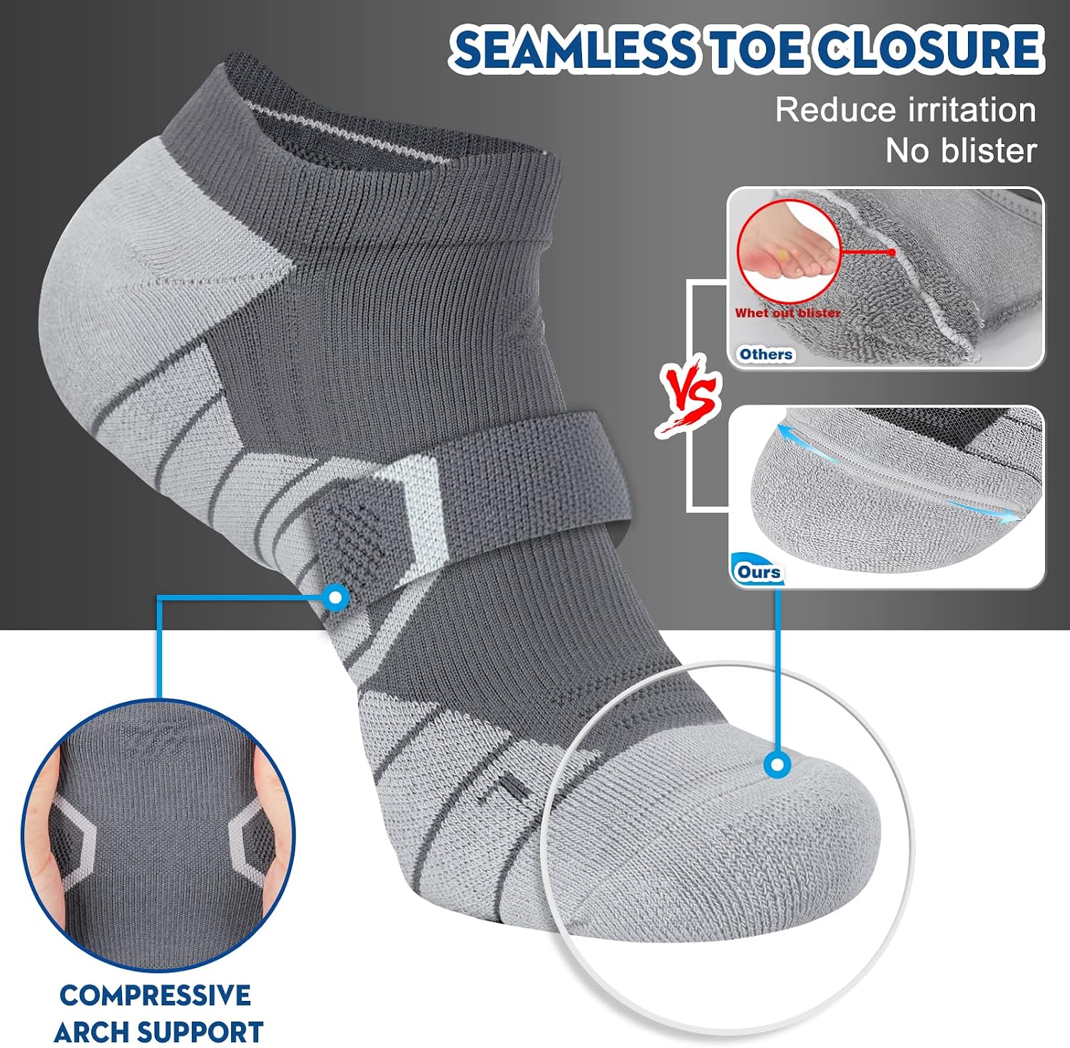 Hylaea Athletic Running Socks Cushion Padded Moisture Wicking Low Cut - Image 3