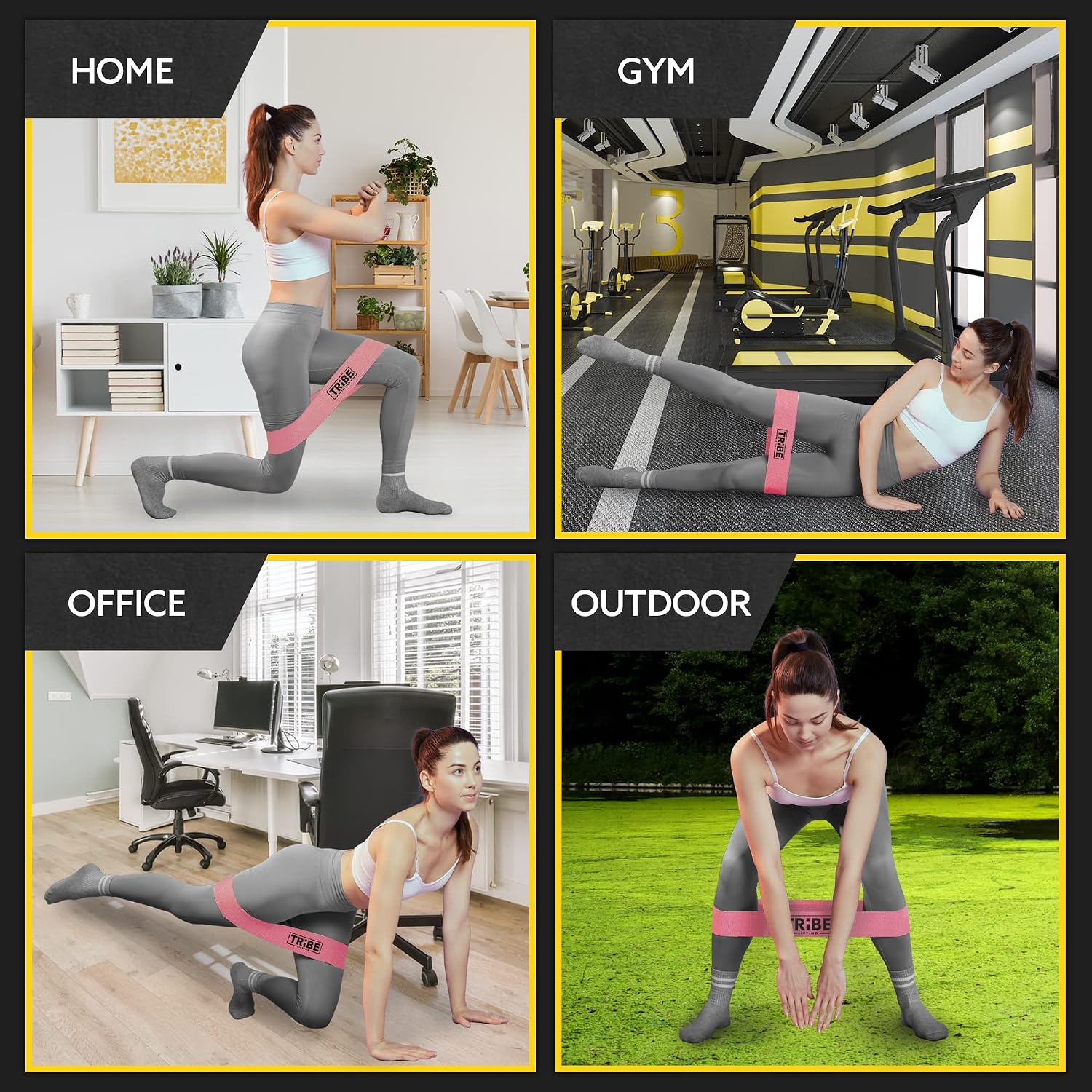 Tribe Lifting Fabric Resistance Bands for Working Out - 5 Exercise Bands Set for Legs and Glutes - Booty Bands for Women and Men - Thick Cloth Workout Bands for Physical Therapy, Hip Training - Image 5