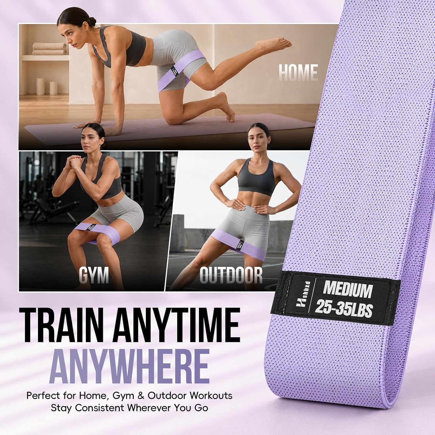 Fabric Resistance Bands for Working Out with Exercise Guide, 3 Levels Hip & Glute Bands Set for Legs, Squats, Yoga, Fitness & Physical Therapy for Women and Men - Image 5