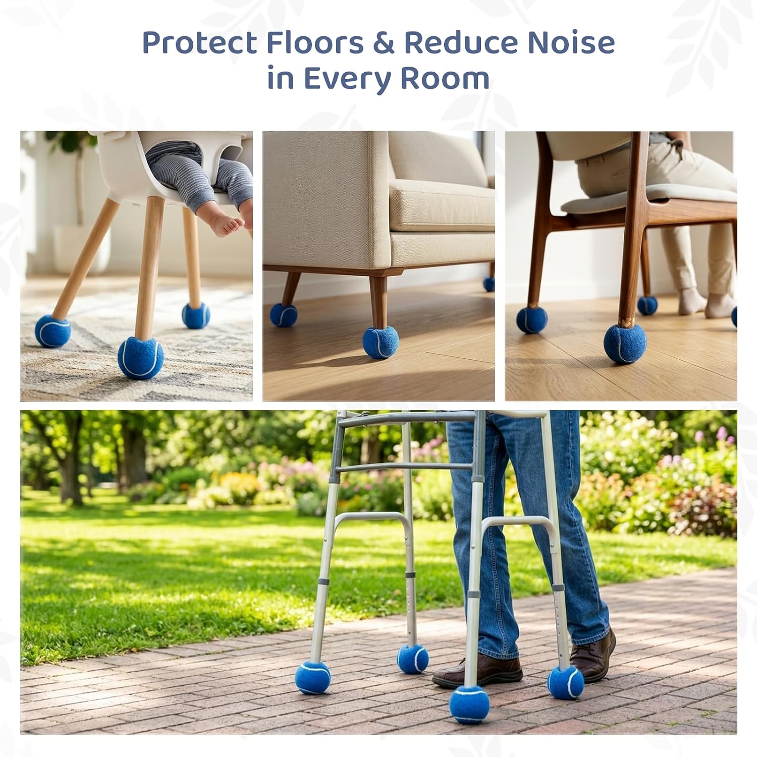 ANCKNE Walker Tennis Balls Precut Tennis Balls for Walkers 4PCS Walkers Legs Universal Precut Glide Balls, Heavy Duty Long Lasting Felt Pad Glide Coverings for Furniture Legs and Floor Protection - Image 5