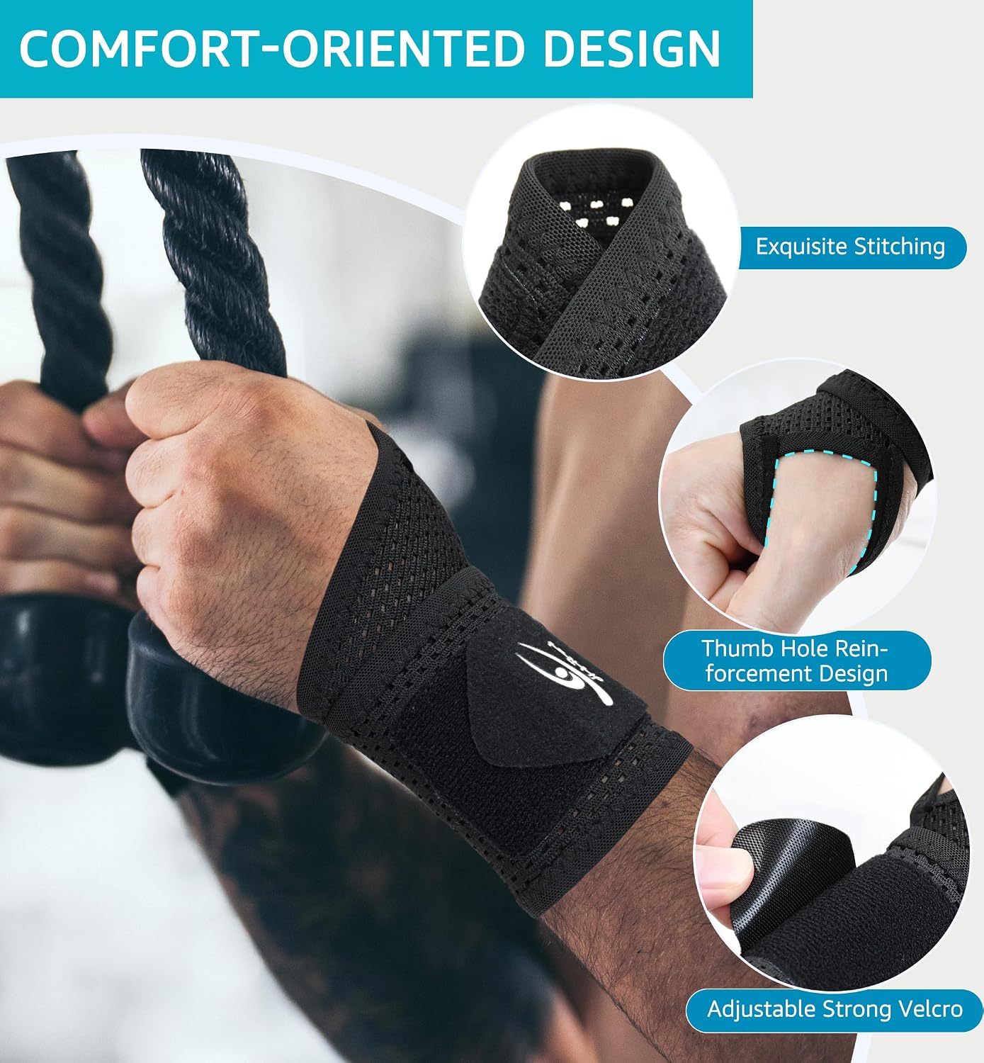HiRui 2-Pack Ultra-Thin Mesh Wrist Wraps - Breathable, Adjustable Wrist Support for Workouts & Daily Use - Unisex Wrist Brace for Pain Relief, Tendonitis, Carpal Tunnel - One Size Fits All (Black) - Image 4
