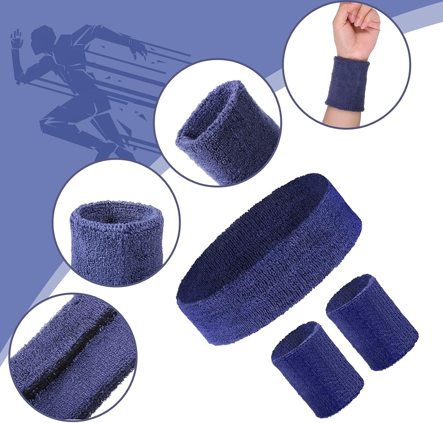Civaner 12 Pcs 80 90s Neon Sweatbands Soccer Baseball Headbands Wristband Set for Men Women Party Cotton Headbands Terry Cloth Athletic Sweat Bands for Tennis Football Gym Outdoor - Image 3