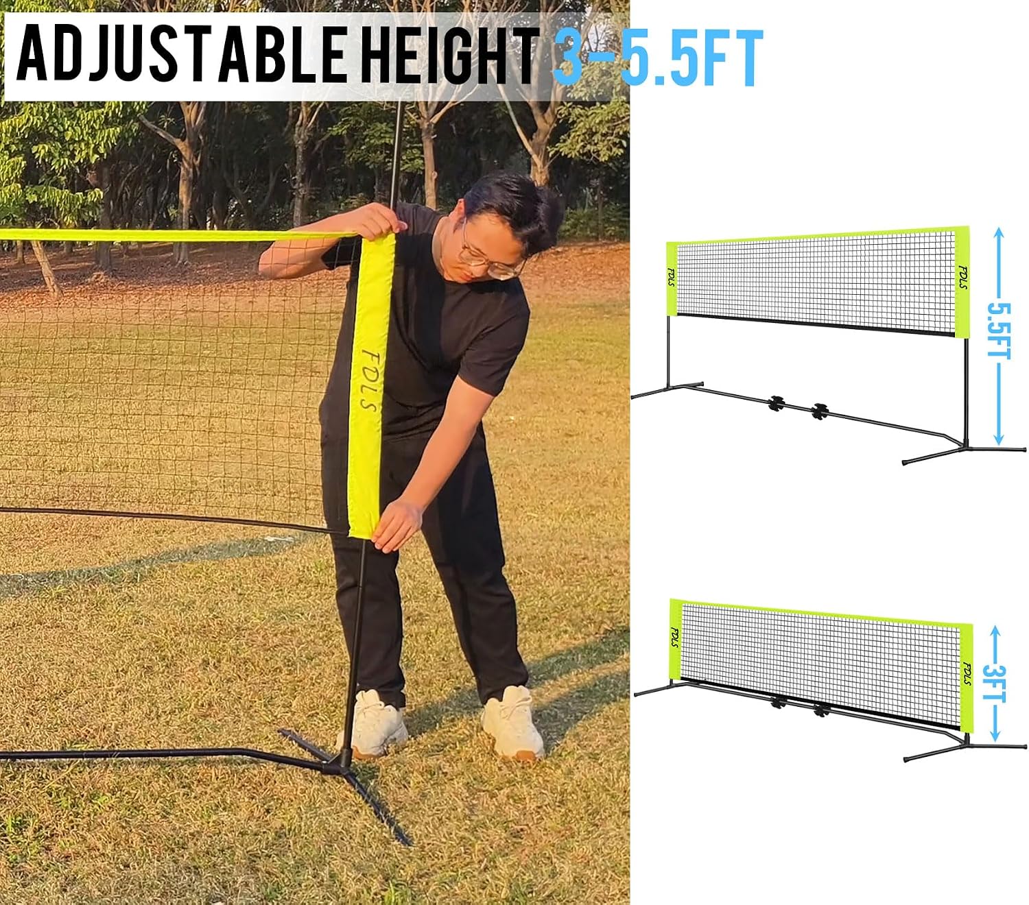 FDLS 10FT Portable Badminton Pickleball Net with Carry Bag for Indoor Outdoorl Height Adjustable| Easy Set up - Image 5