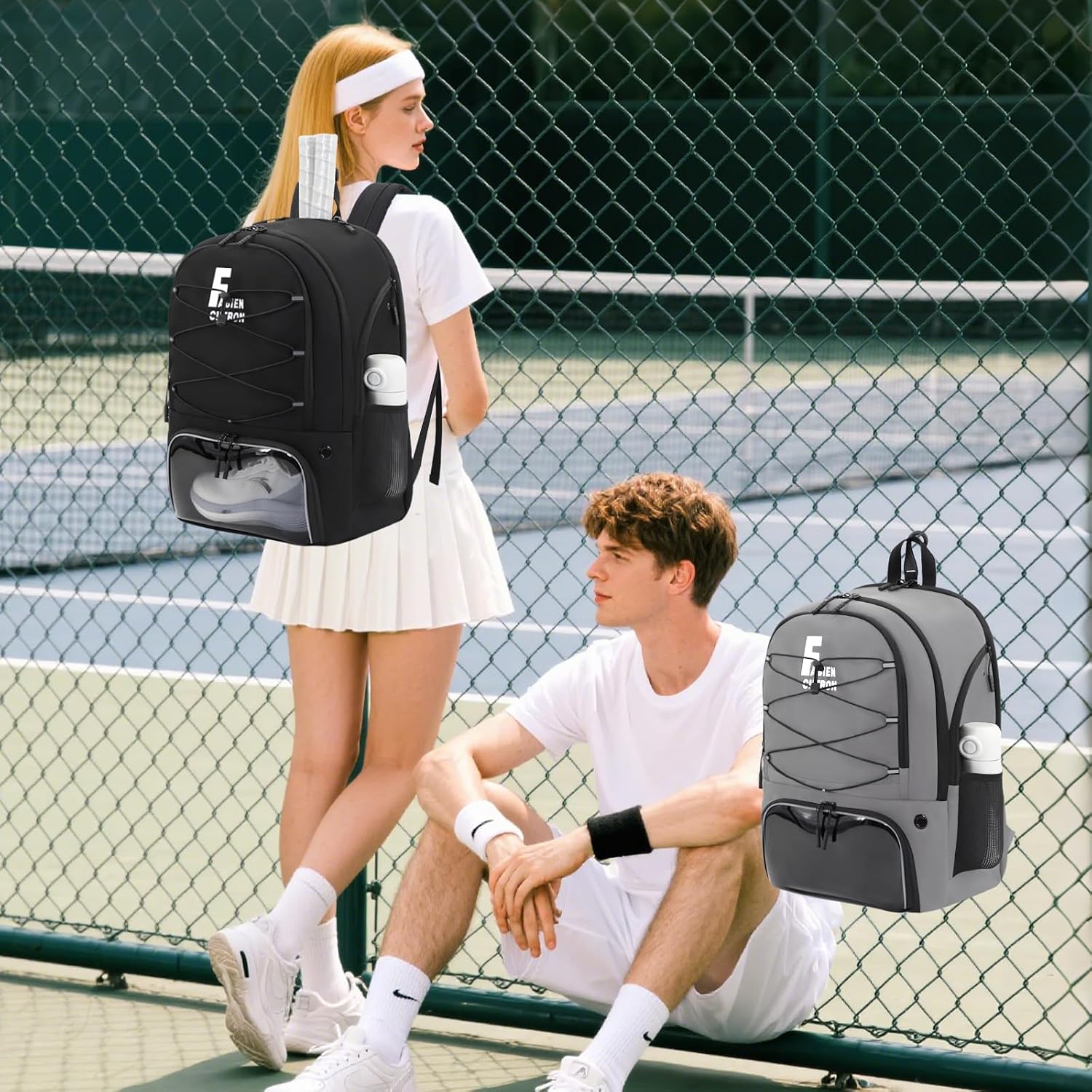 Tennis Bag,Pickleball Bag with Shoe Compartment and Cooler,Fence Hook Design Basketball Backpack for Tennis/Pickleball/Basketball Sport - Image 2