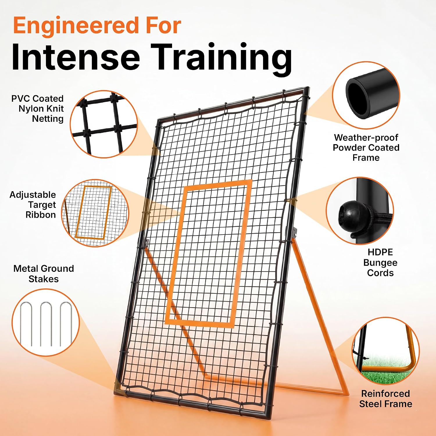 HiTekk Adjustable Volleyball Rebounder | 7x4 ft Solo Practice Rebounder Net | 5X Adjustable Angle, Durable Weather-Resistant Frame, Folds Flat | Volleyball Training Rebounder Net - Image 3