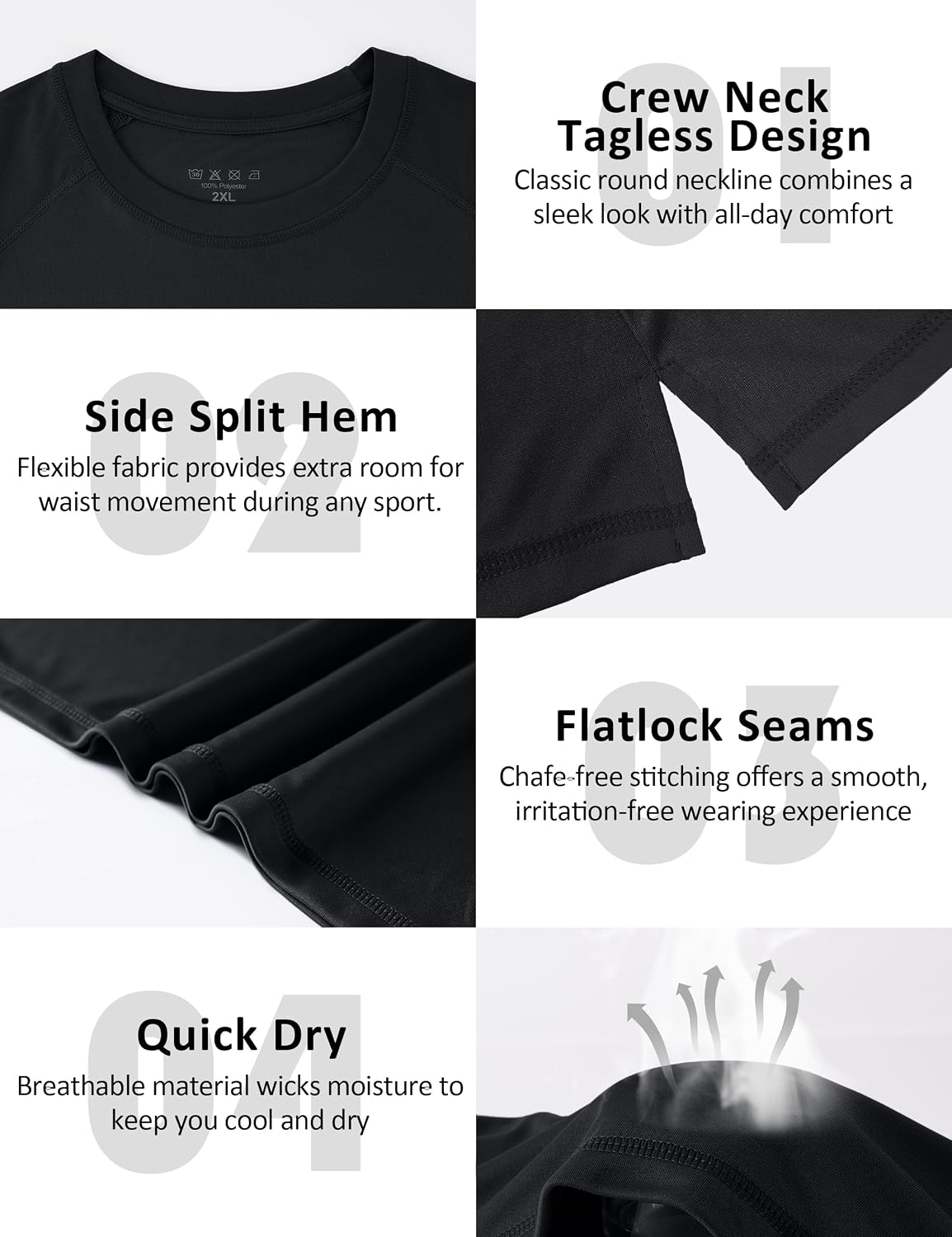 Men's Big and Tall Swim Shirts, UPF 50+ Sun Protection Short Sleeve Rash Guard, Quick Dry T-Shirt for Beach and Surfing - Image 4